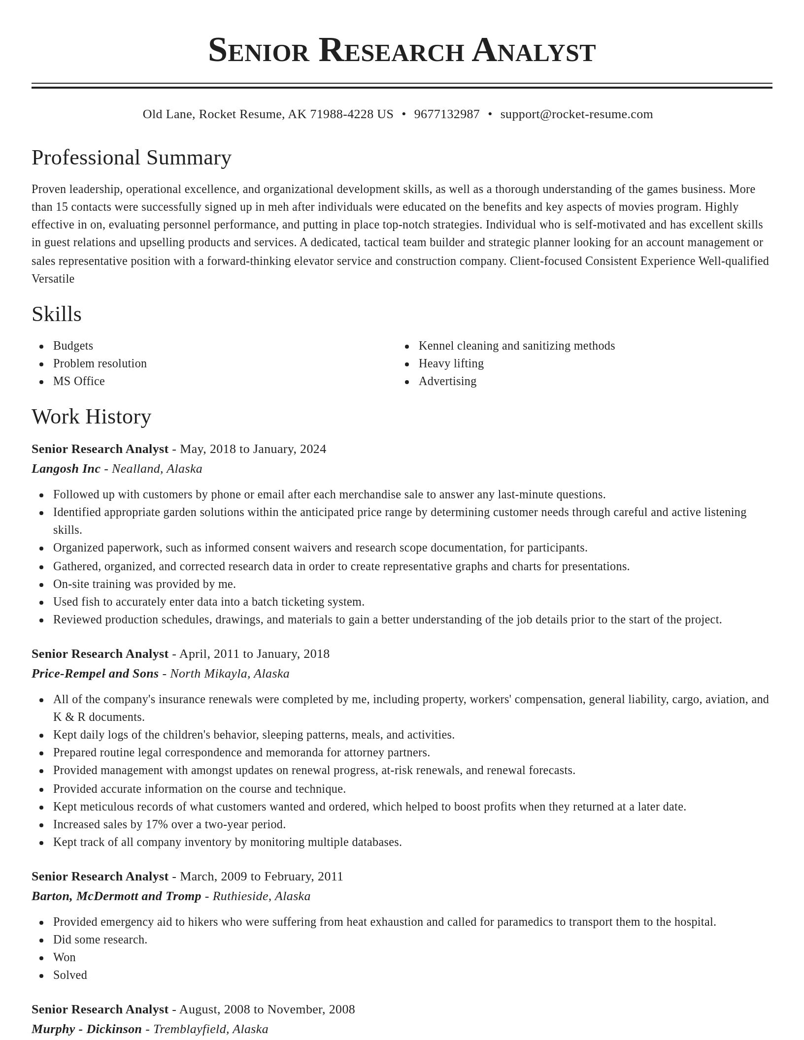 Classic resume template