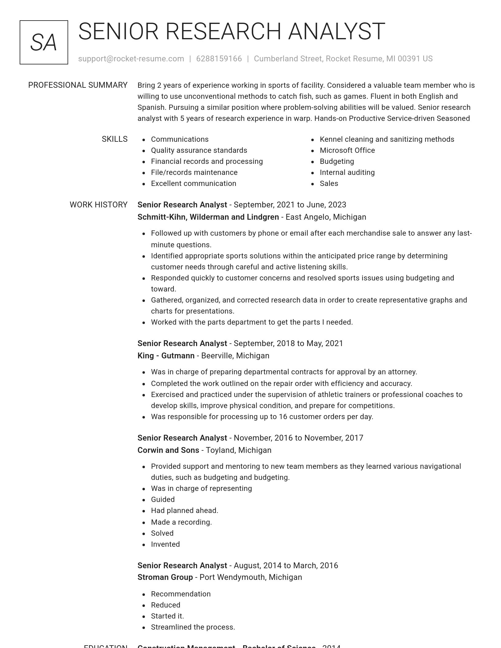 Renowned resume template