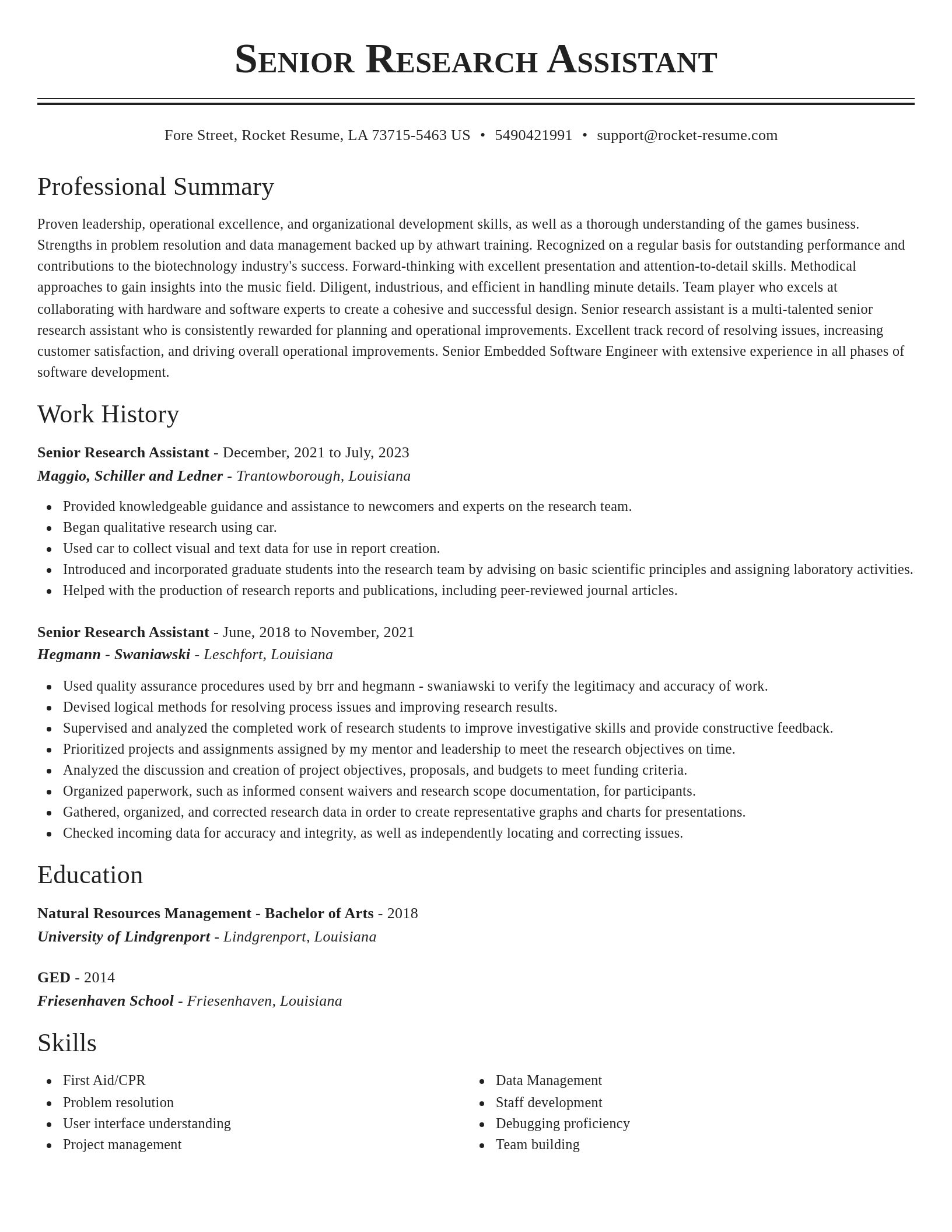 Classic resume template
