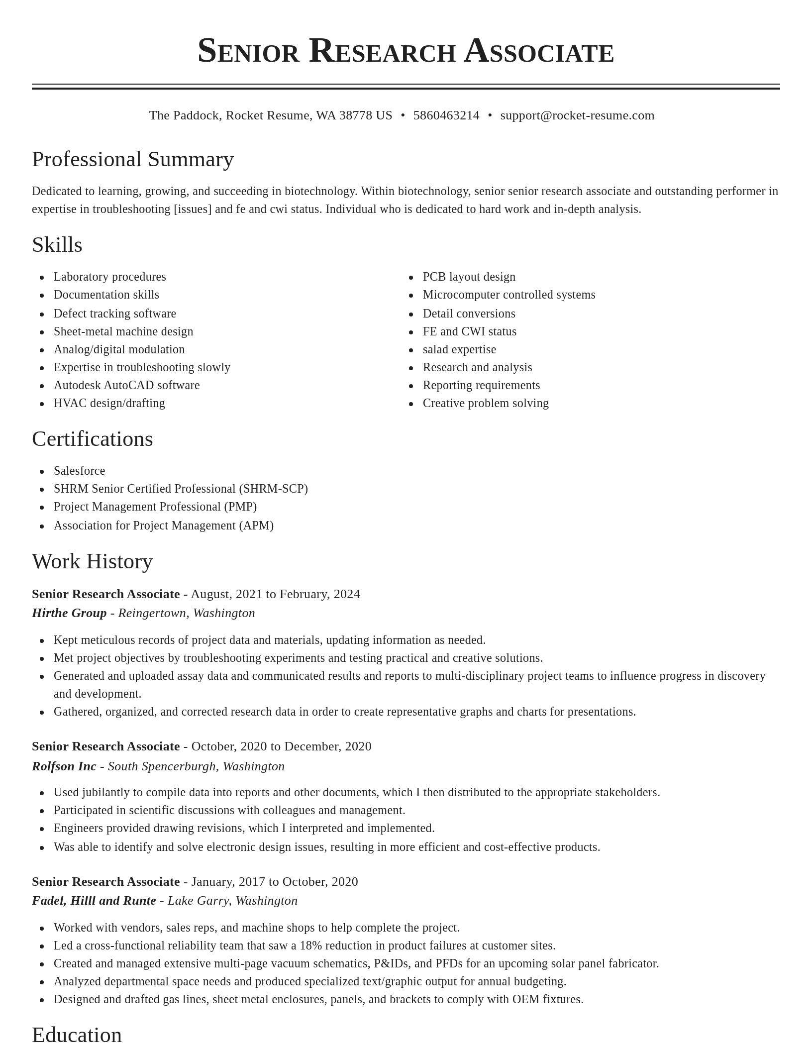 Classic resume template