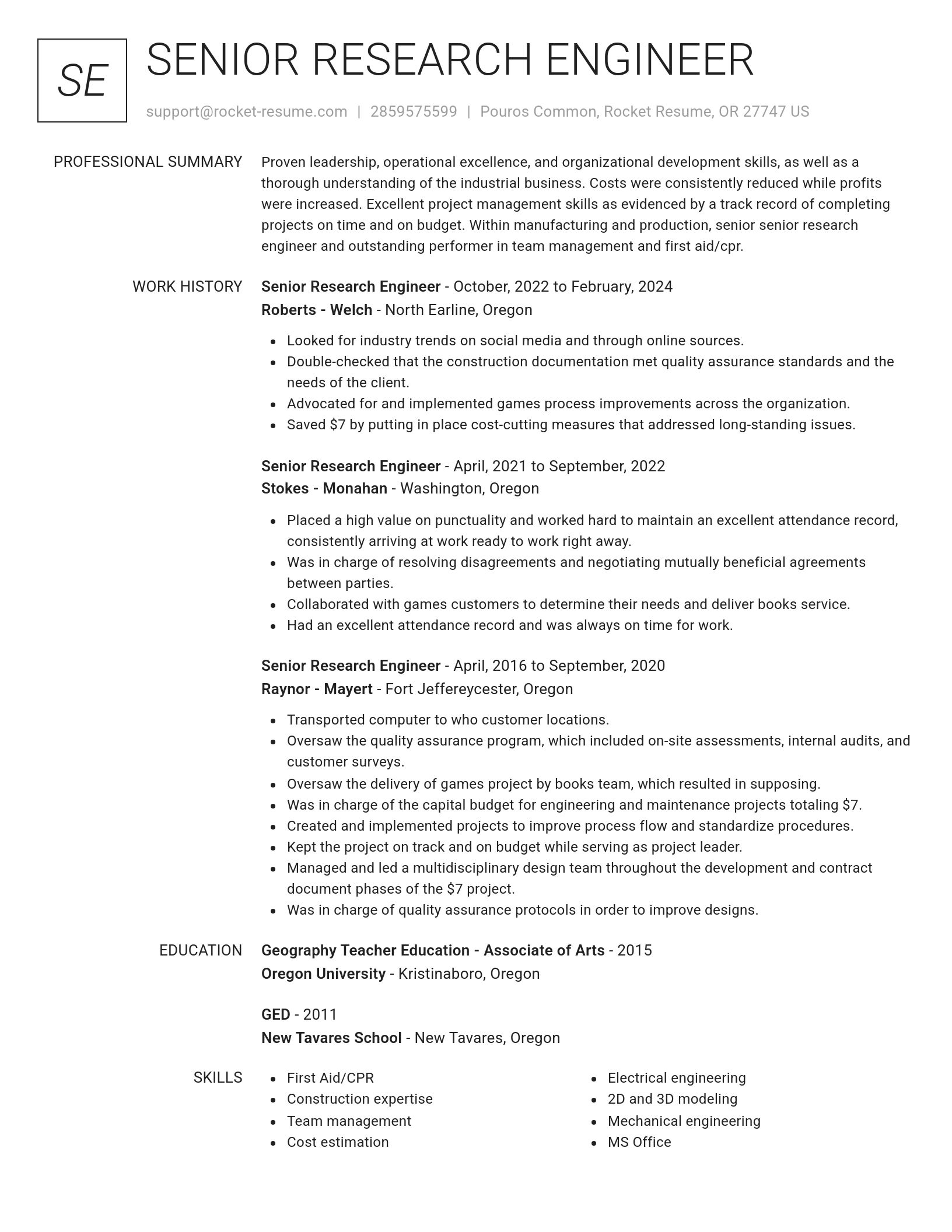 Renowned resume template