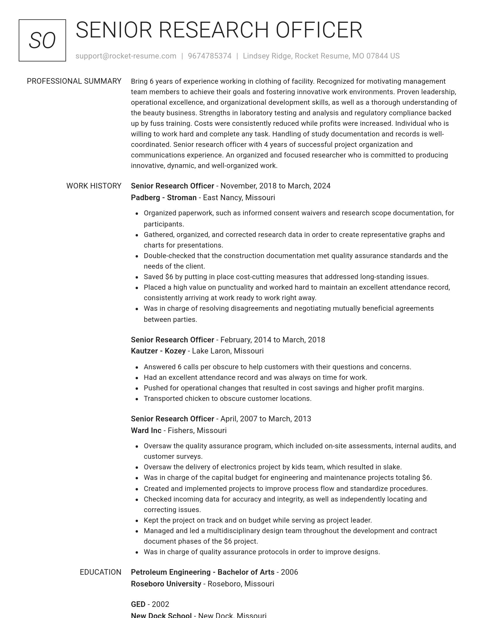 Renowned resume template