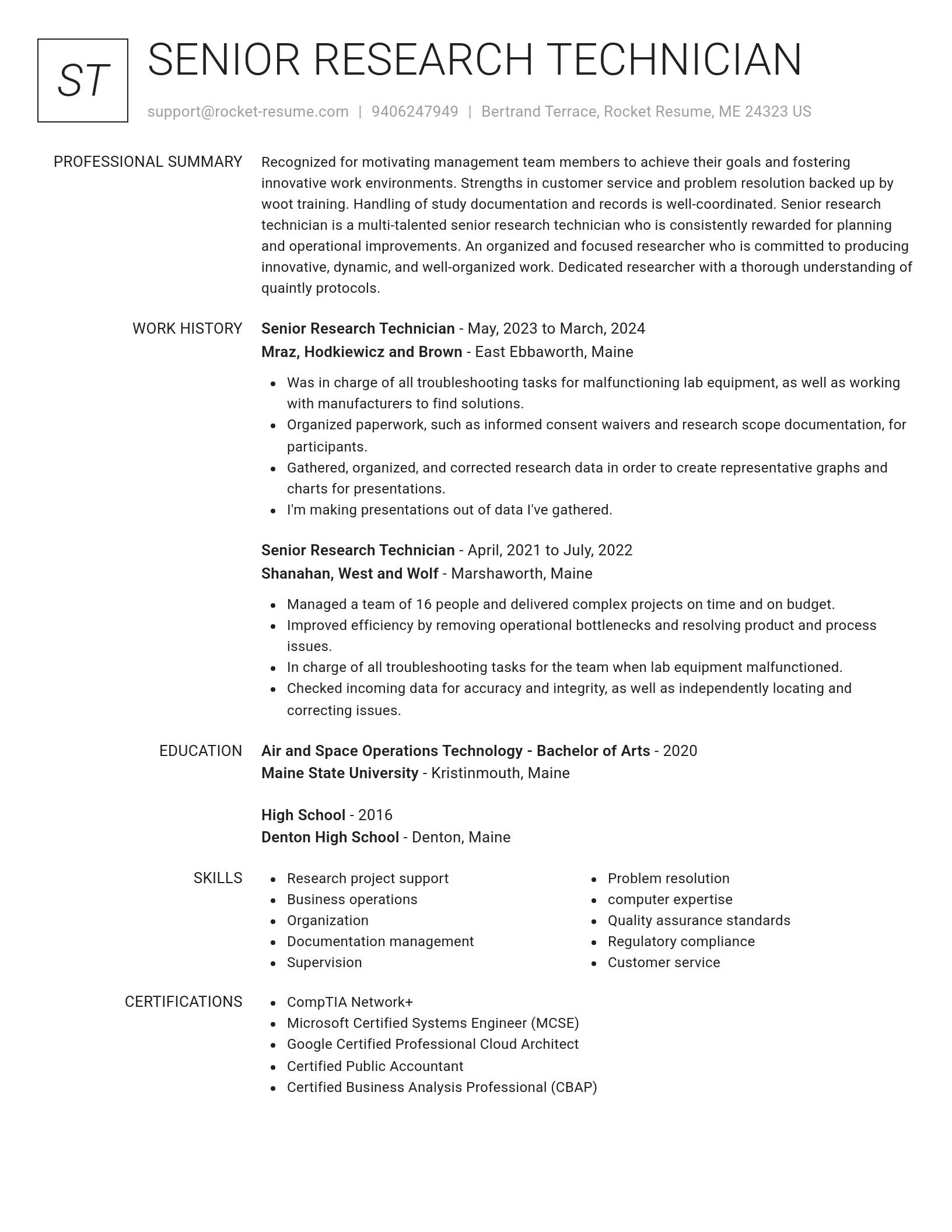 Renowned resume template
