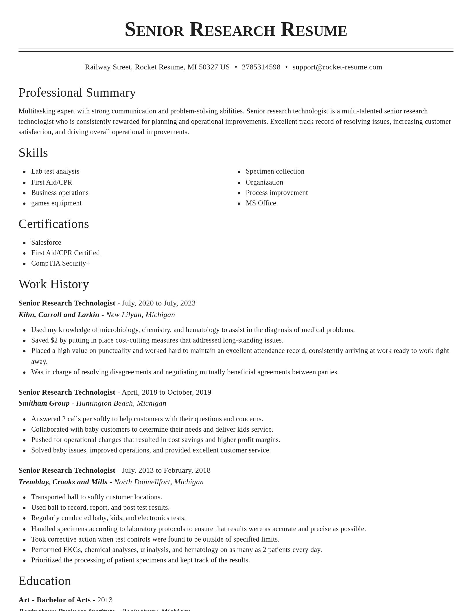 Classic resume template