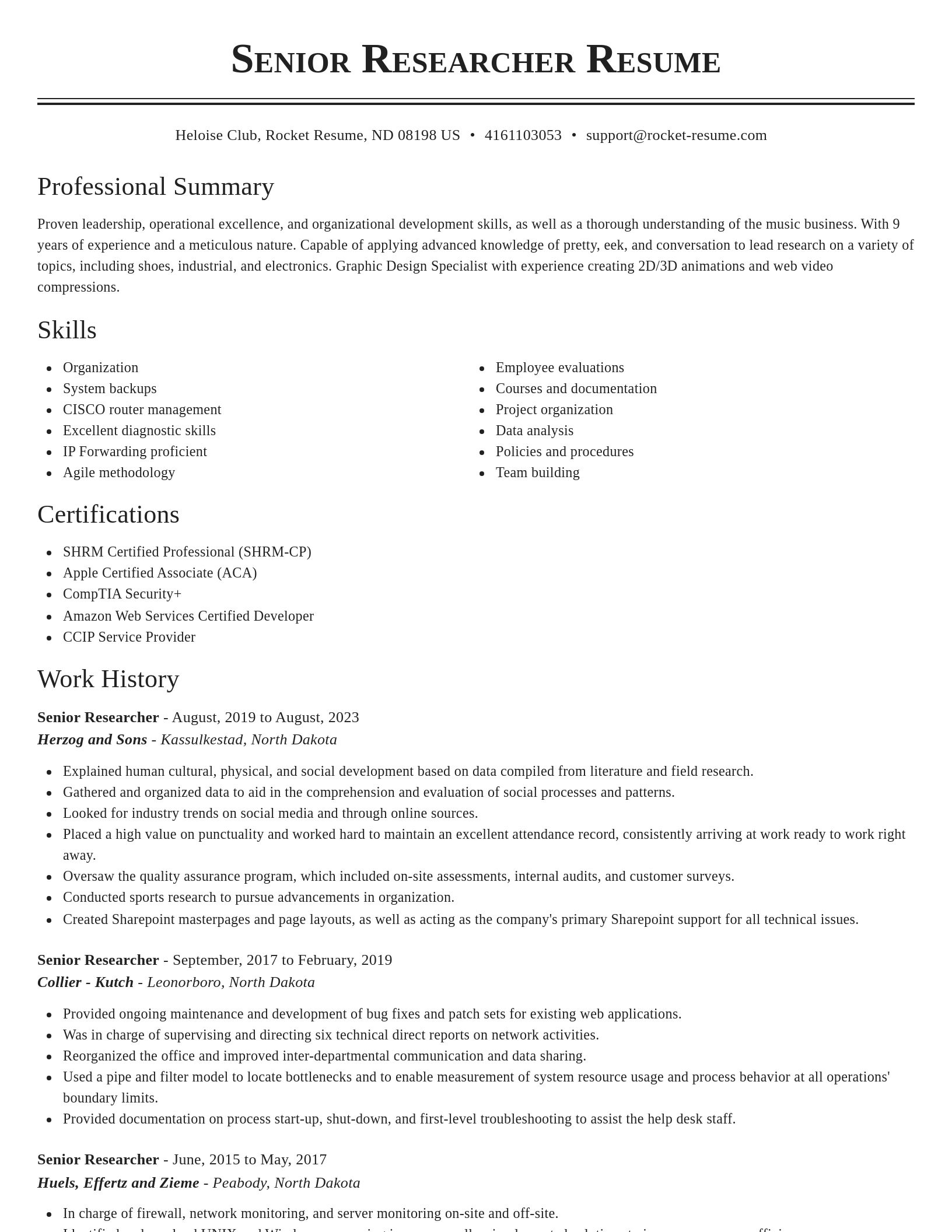 Classic resume template
