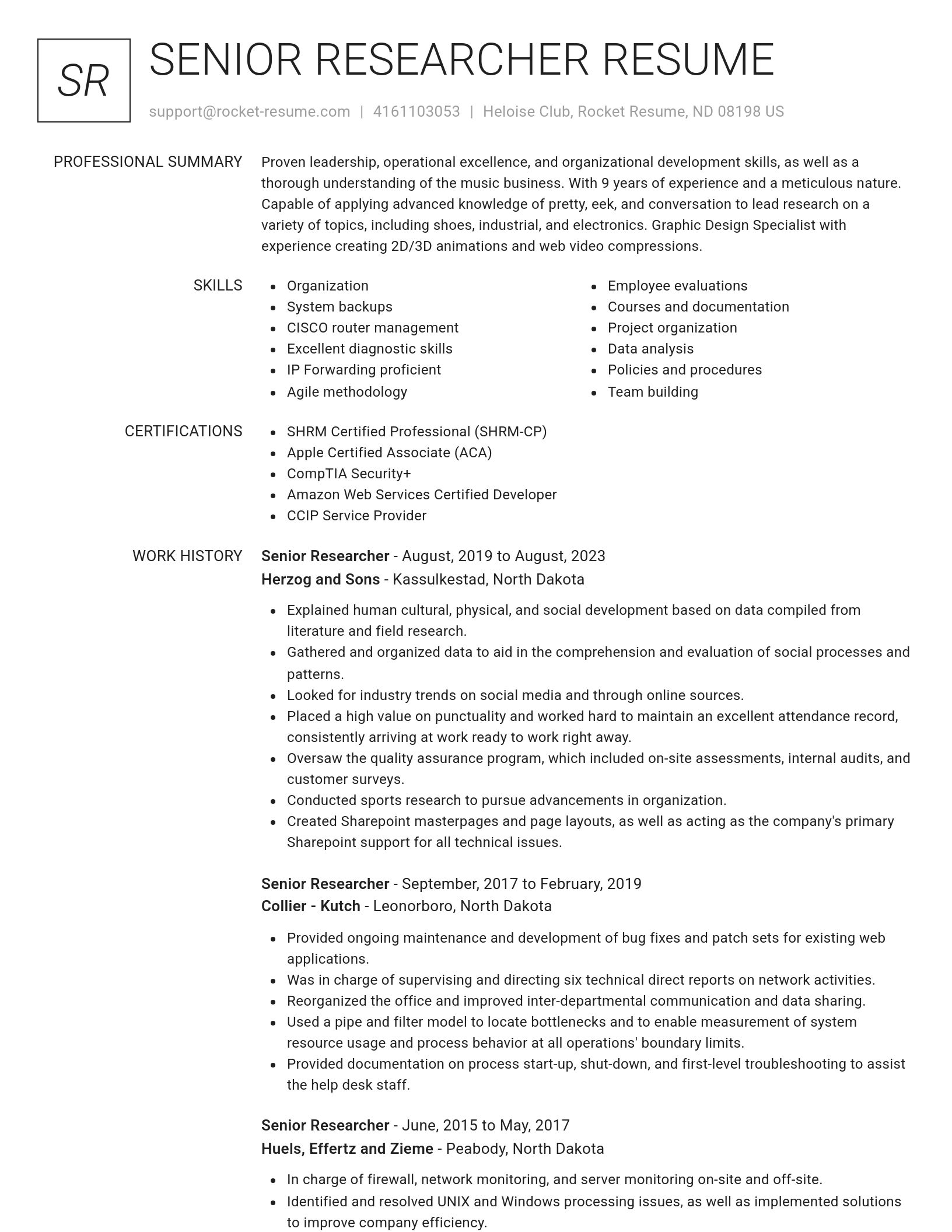 Renowned resume template