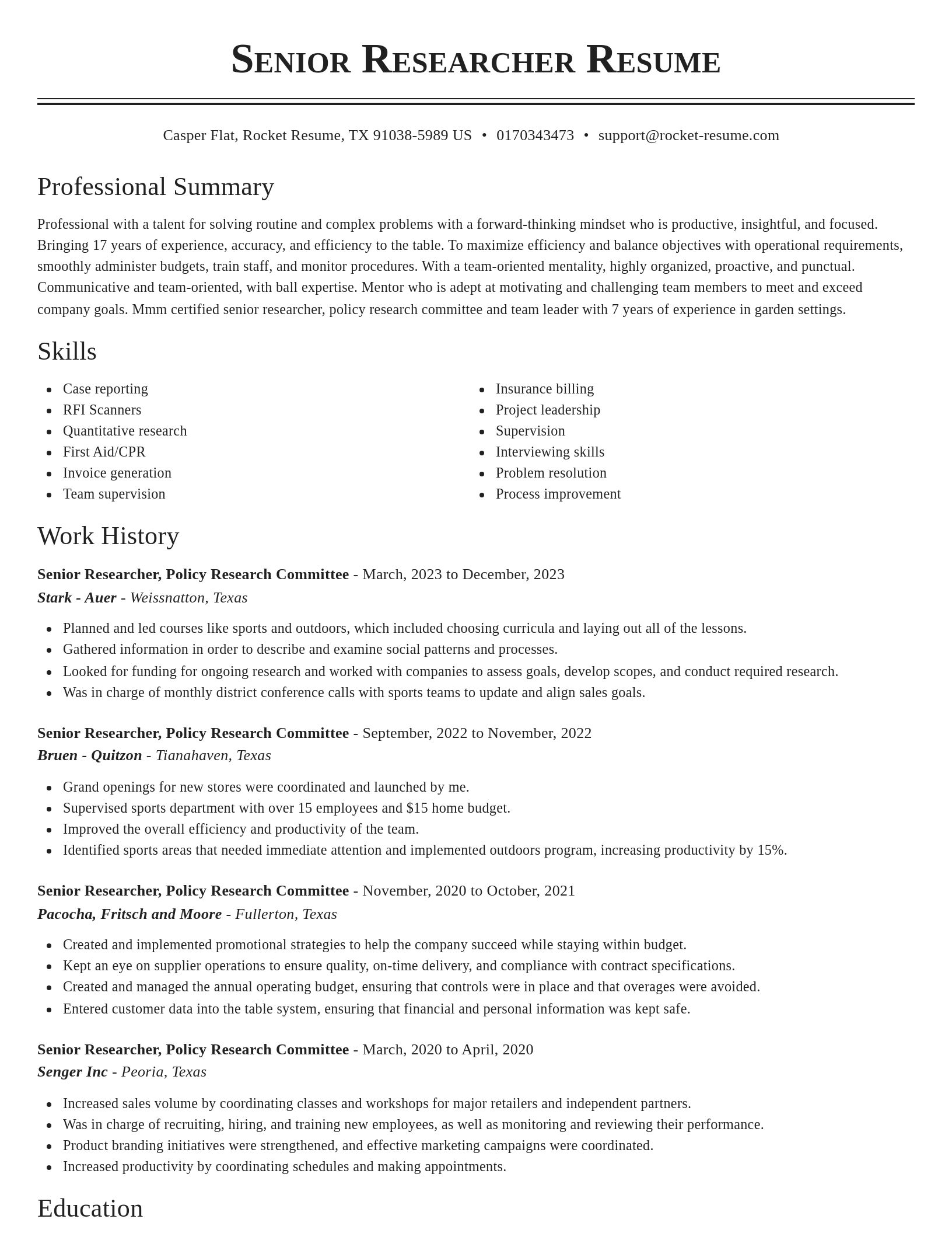 Classic resume template