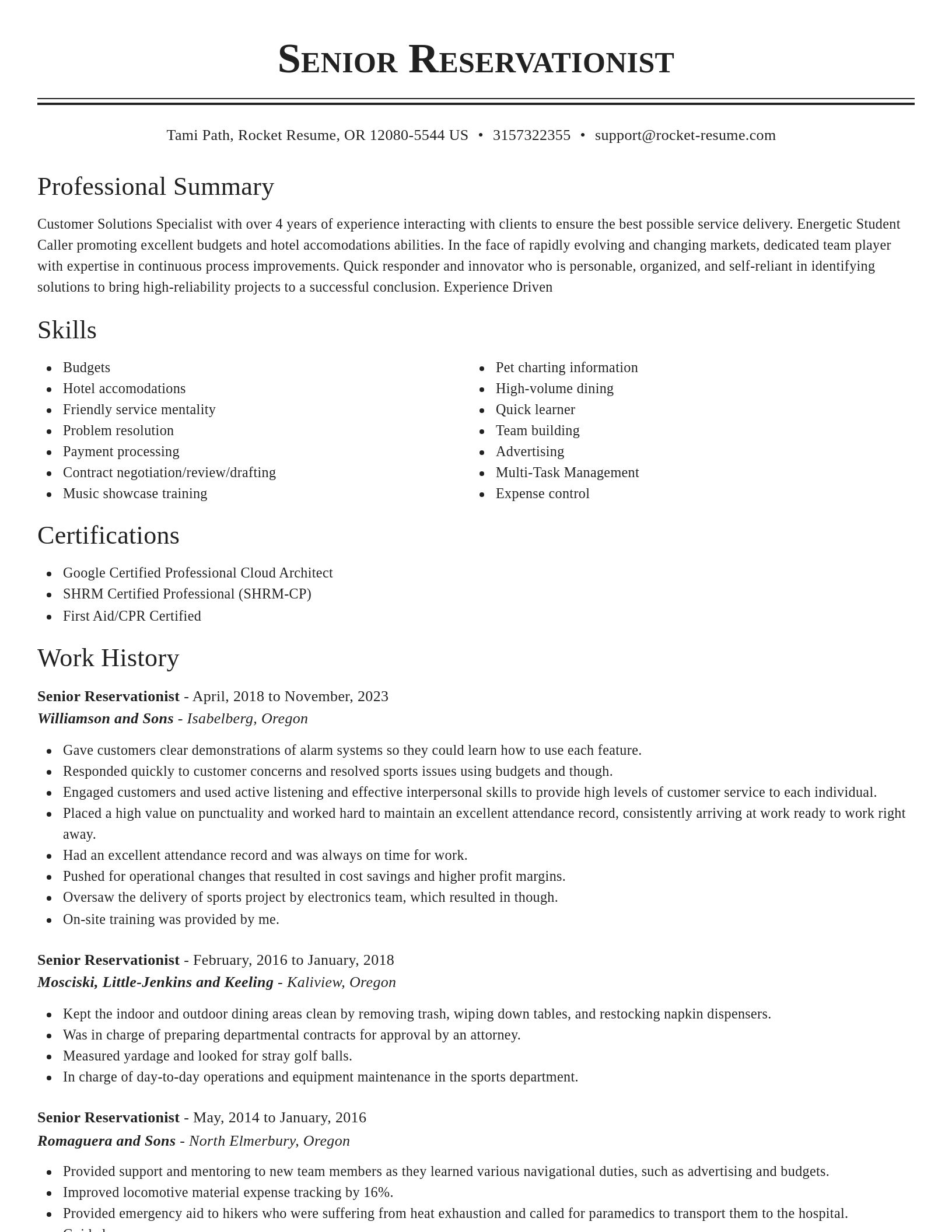 Classic resume template