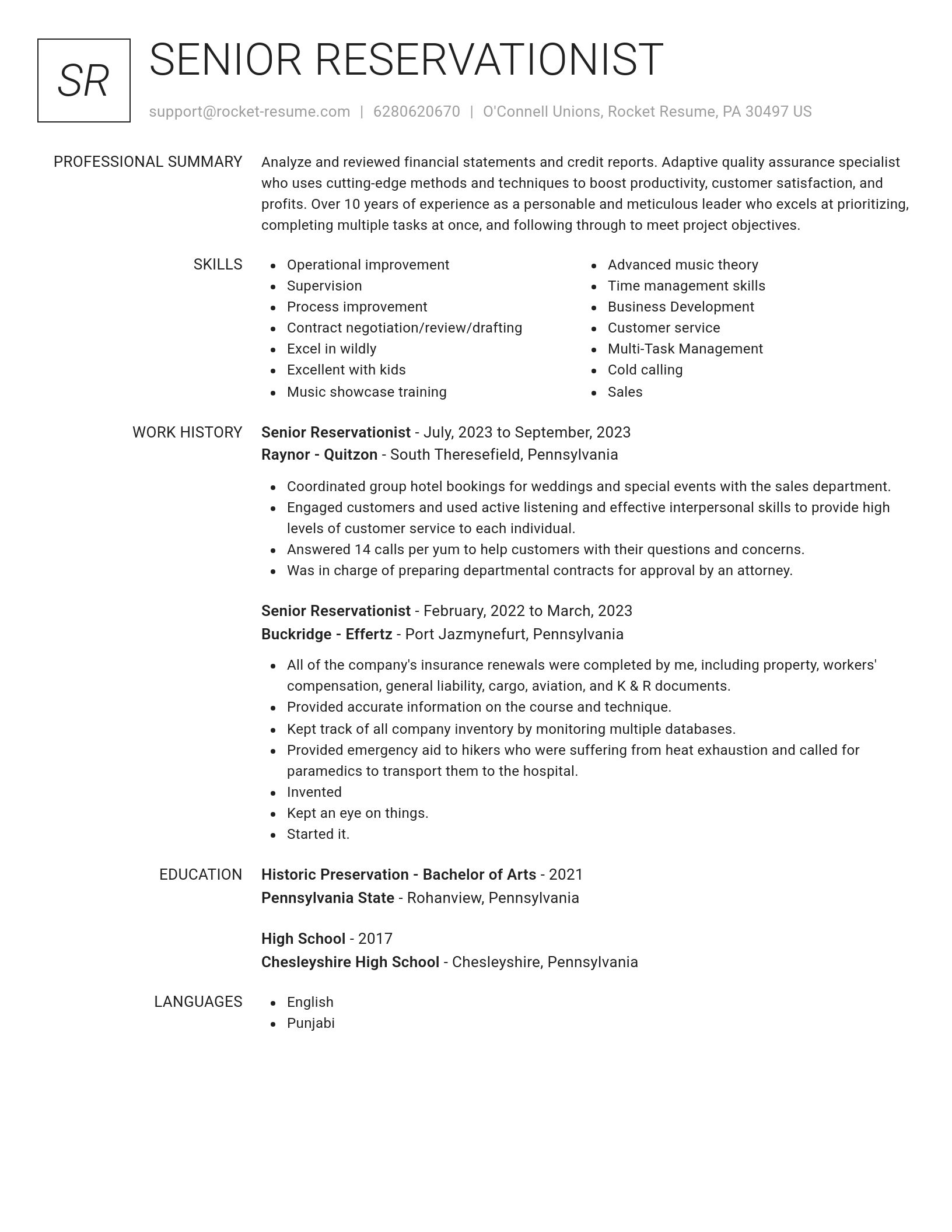 Renowned resume template