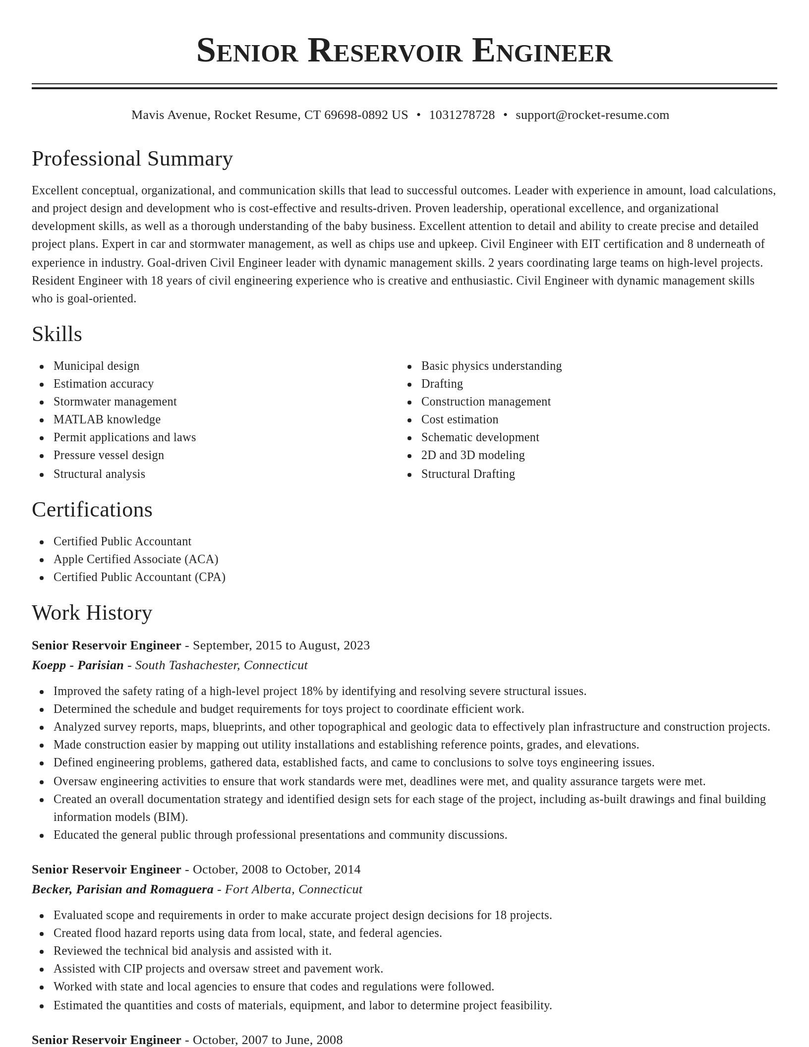 Classic resume template
