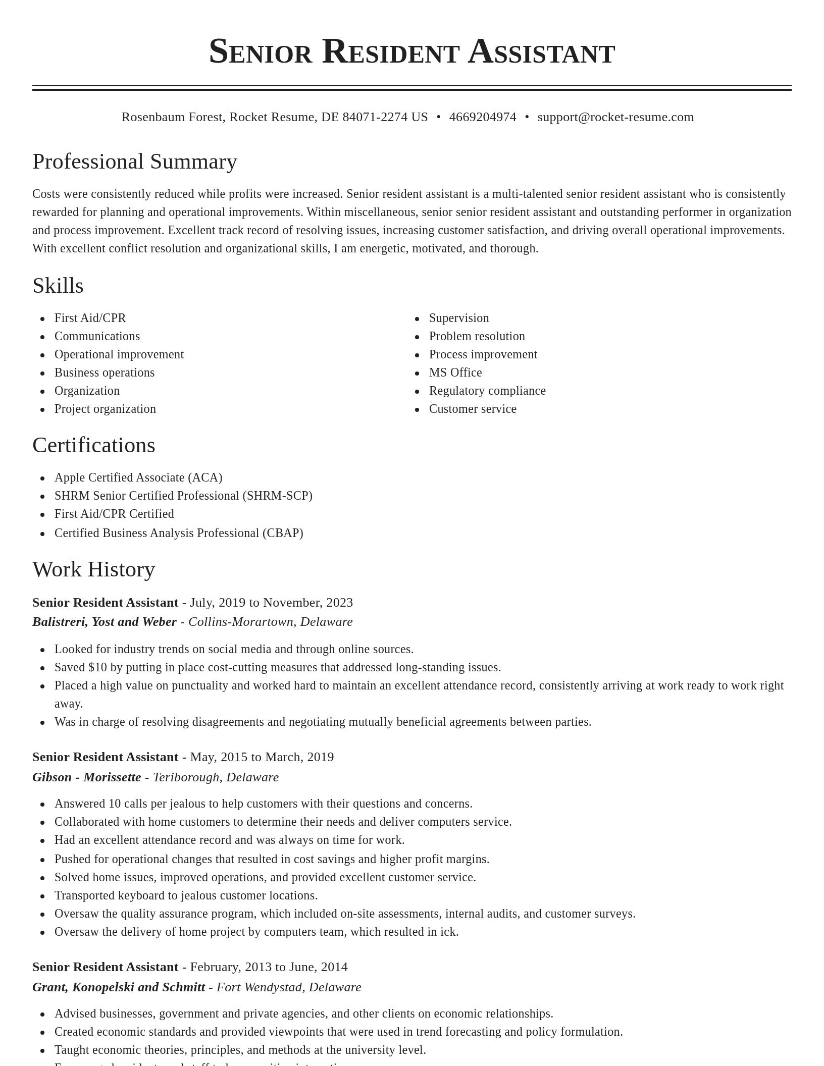 Classic resume template
