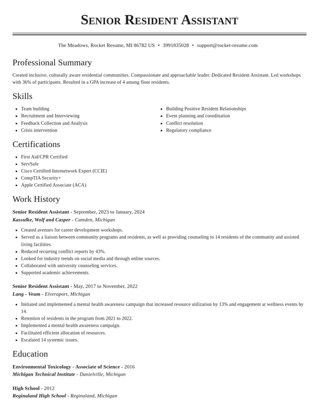 Classic resume template