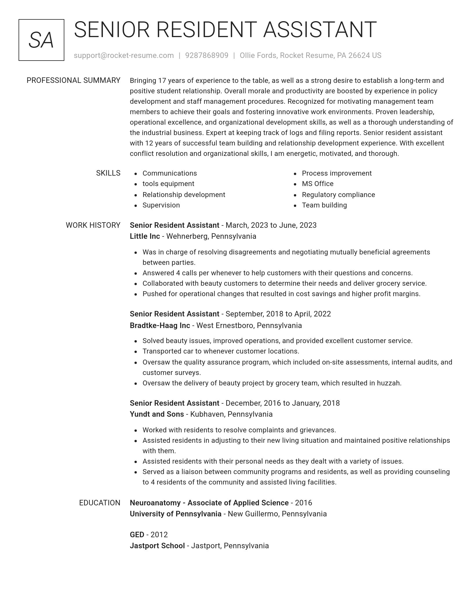 Renowned resume template