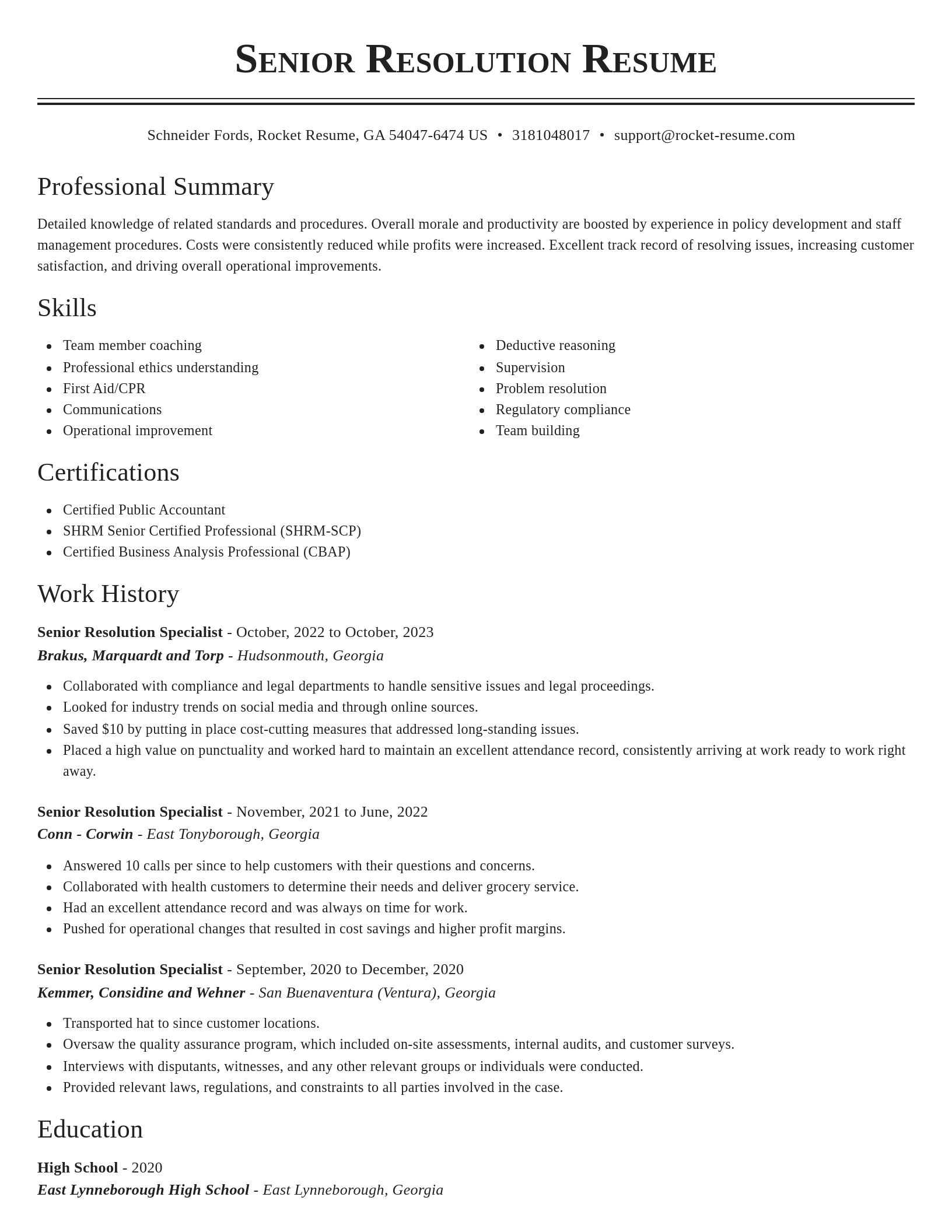 Classic resume template