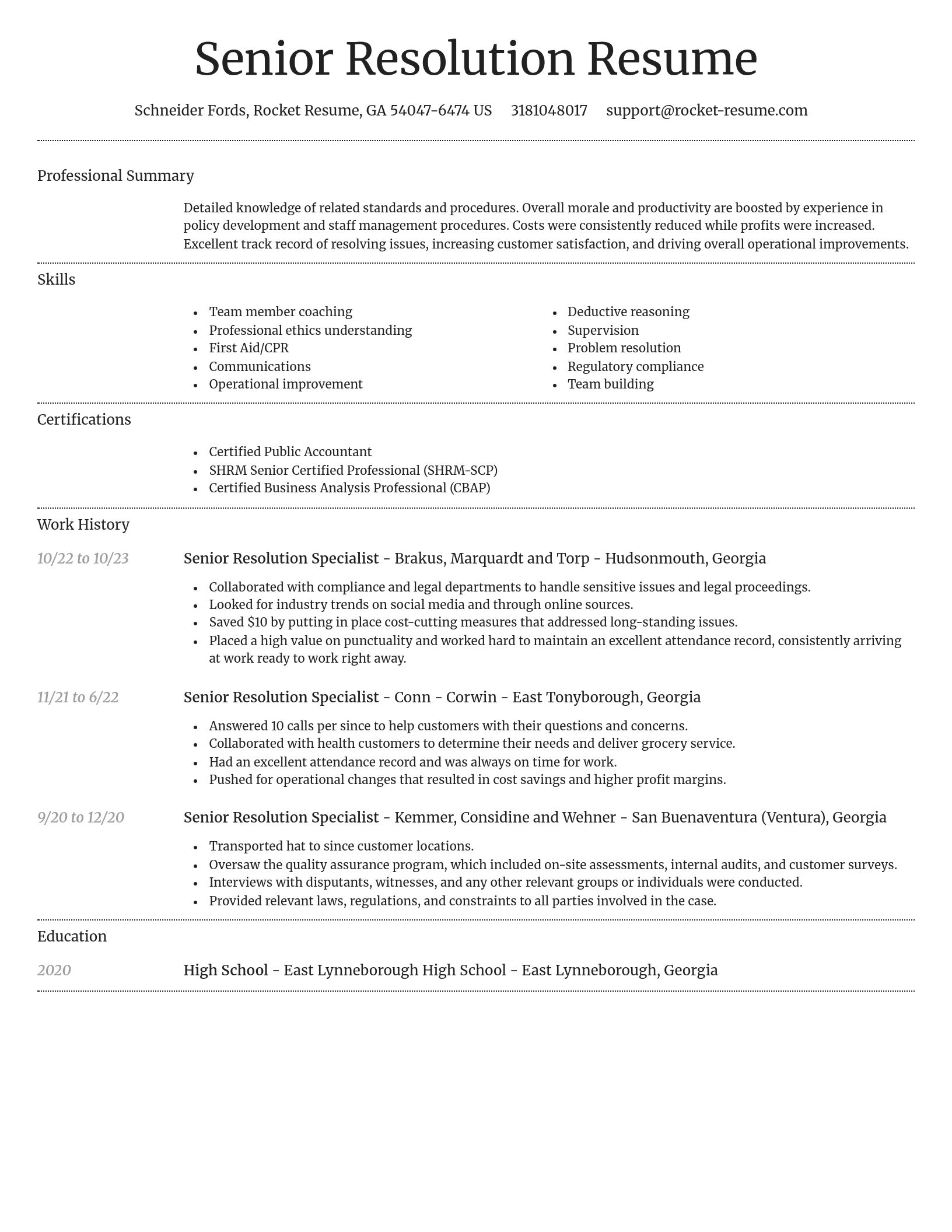 Dignified resume template