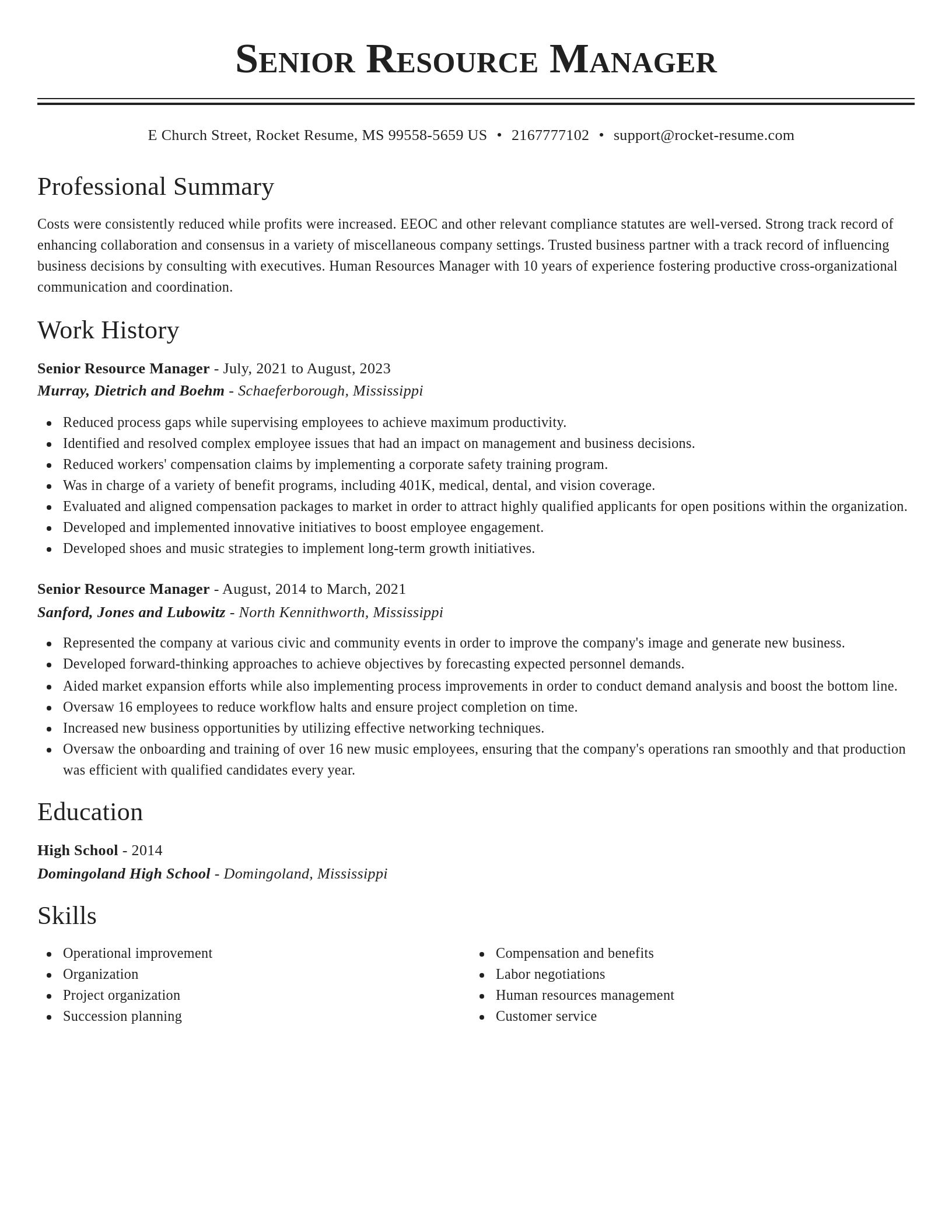 Classic resume template