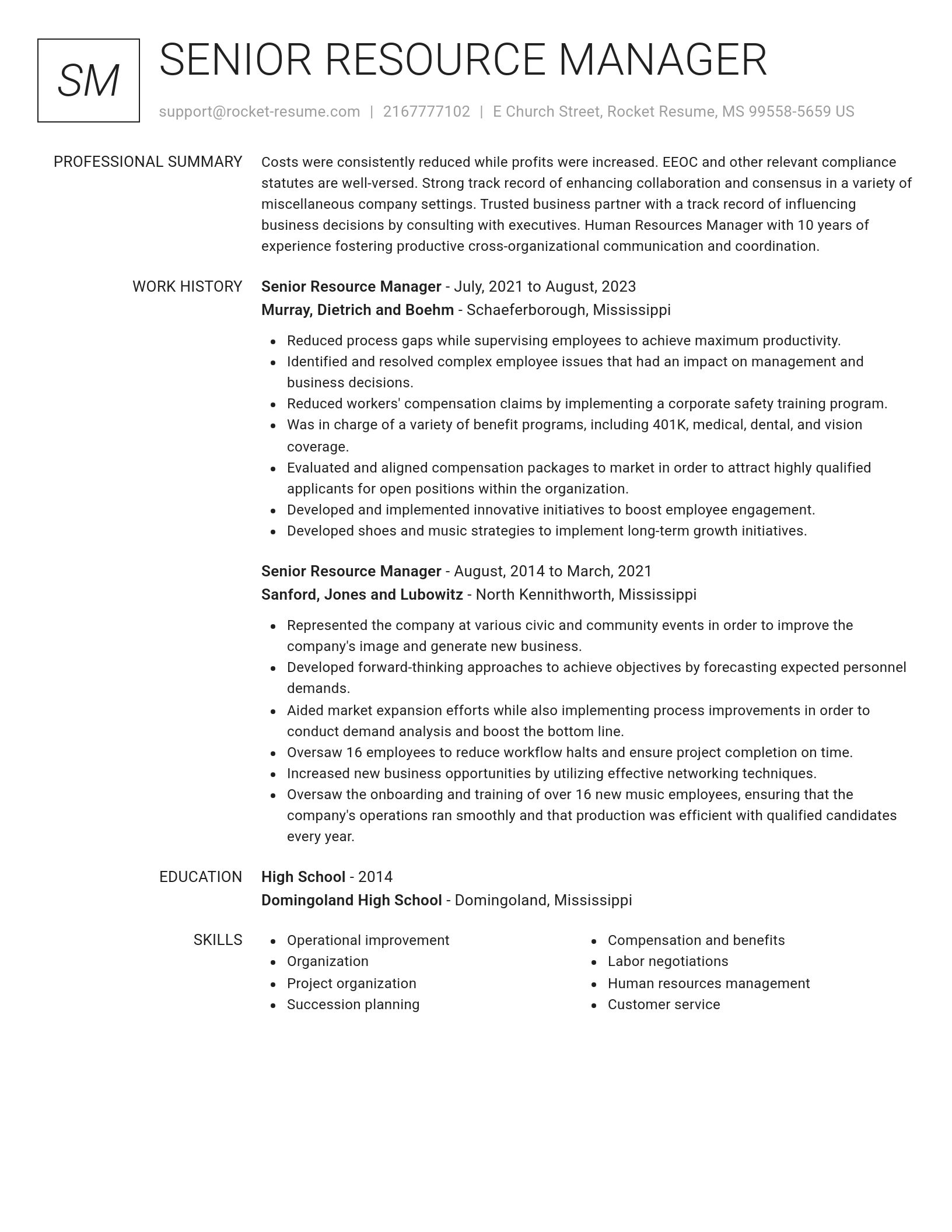 Renowned resume template