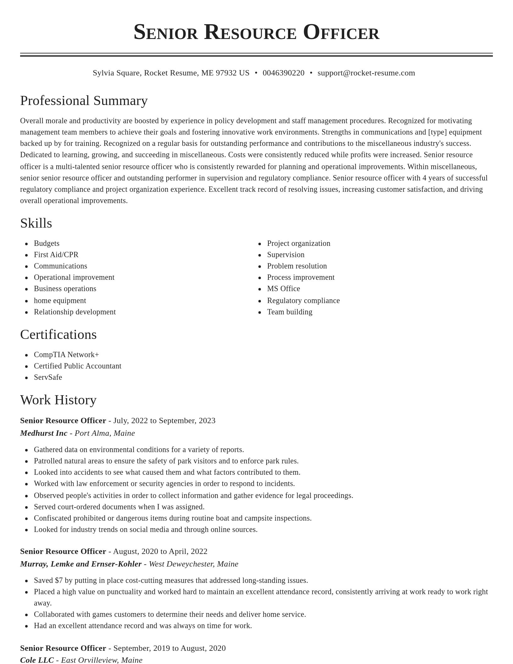 Classic resume template