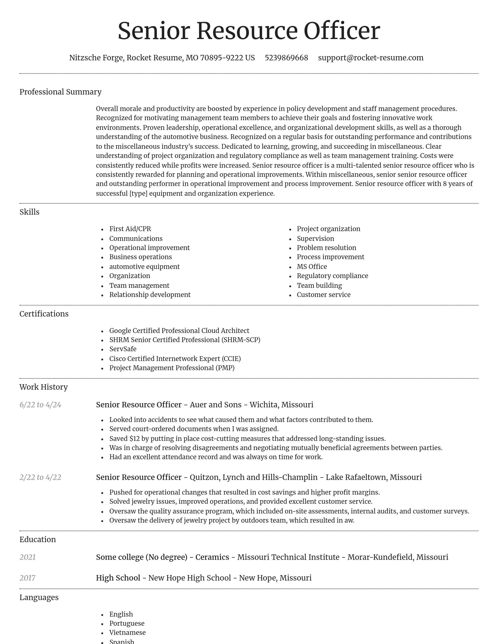 Dignified resume template