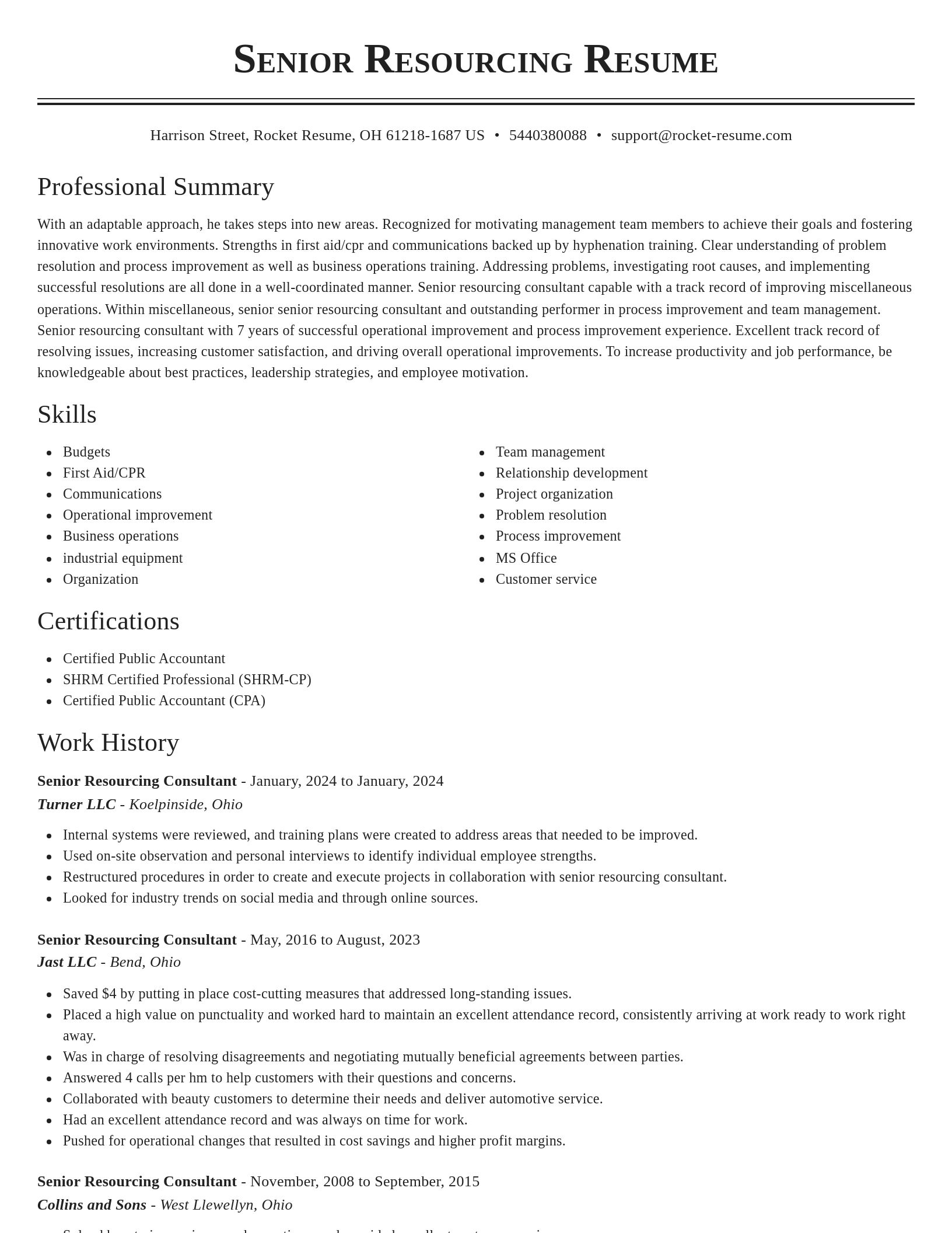 Classic resume template