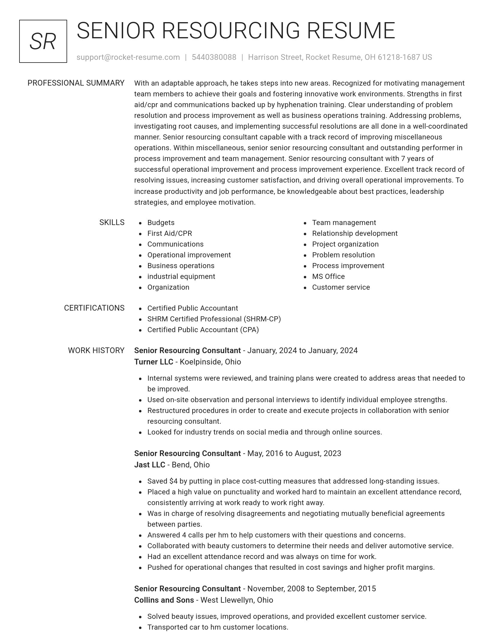 Renowned resume template