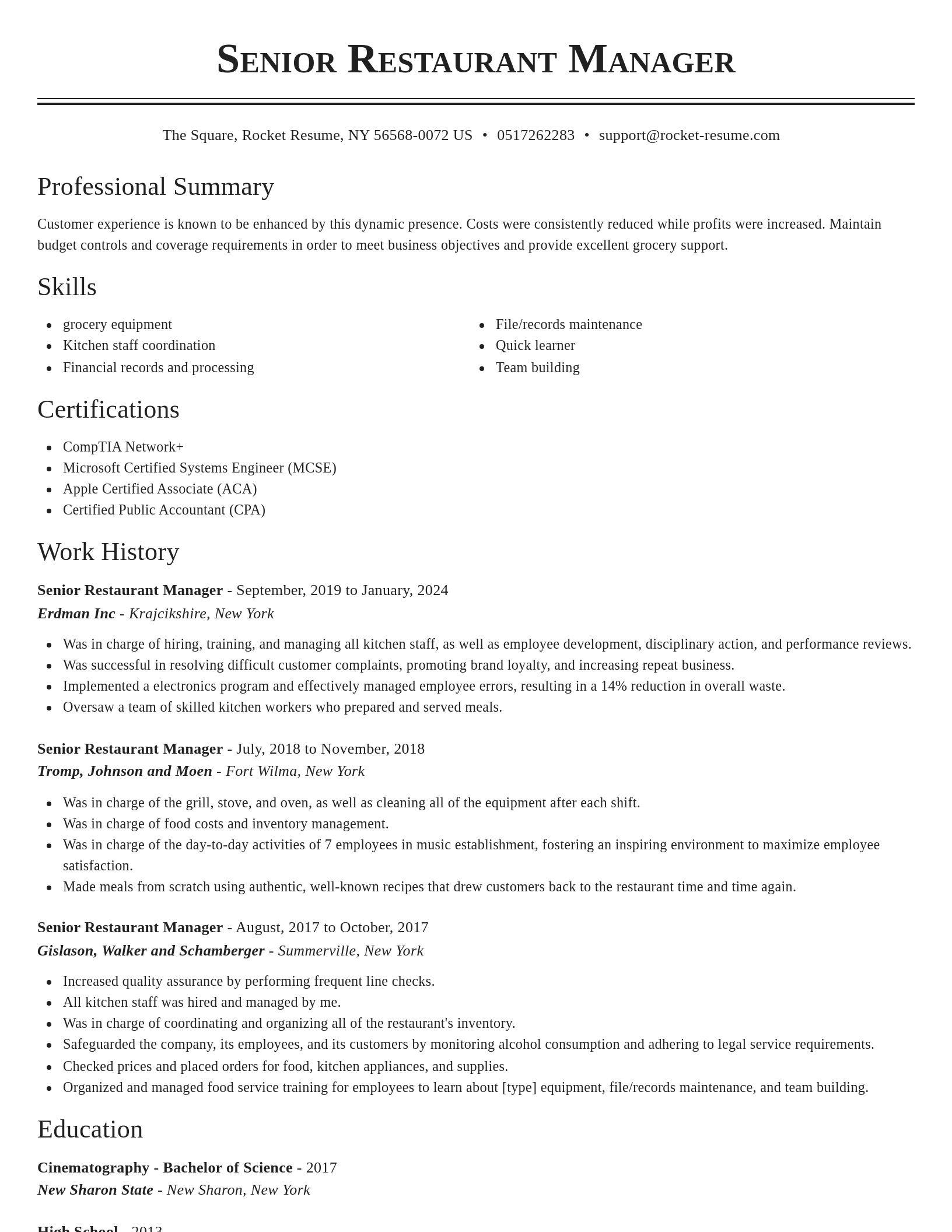 Classic resume template
