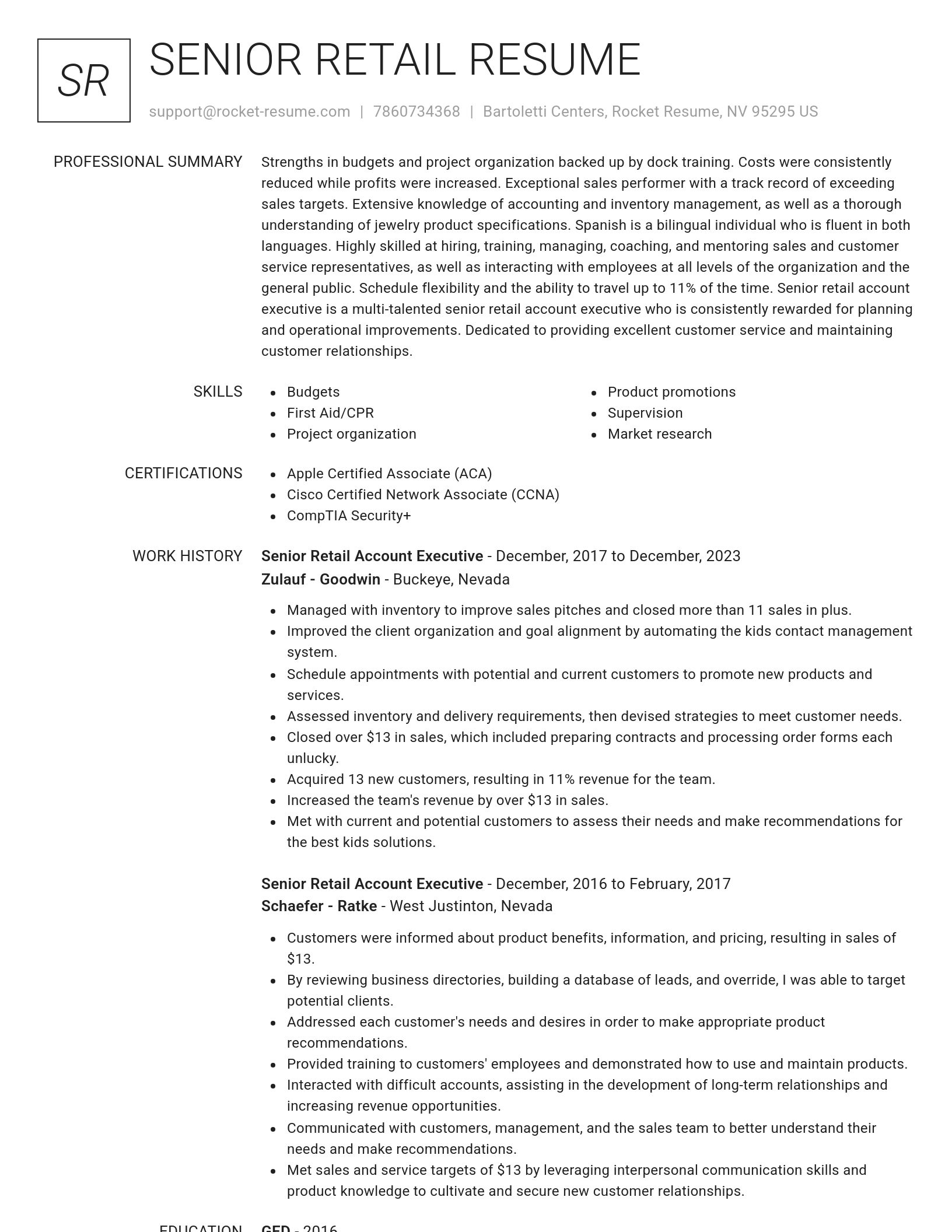 Renowned resume template