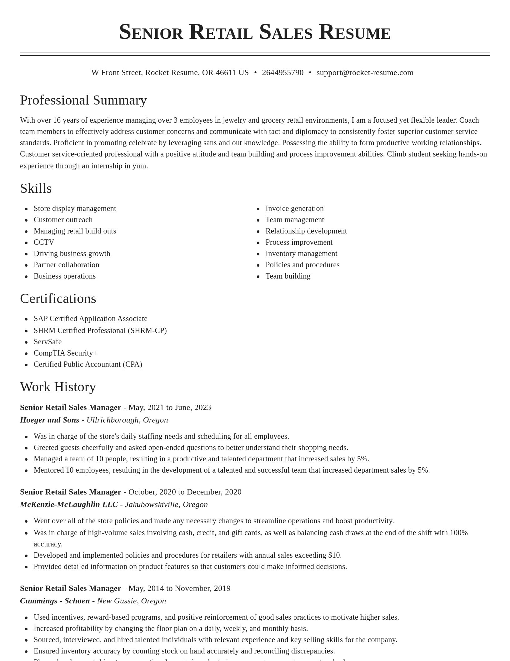 Classic resume template