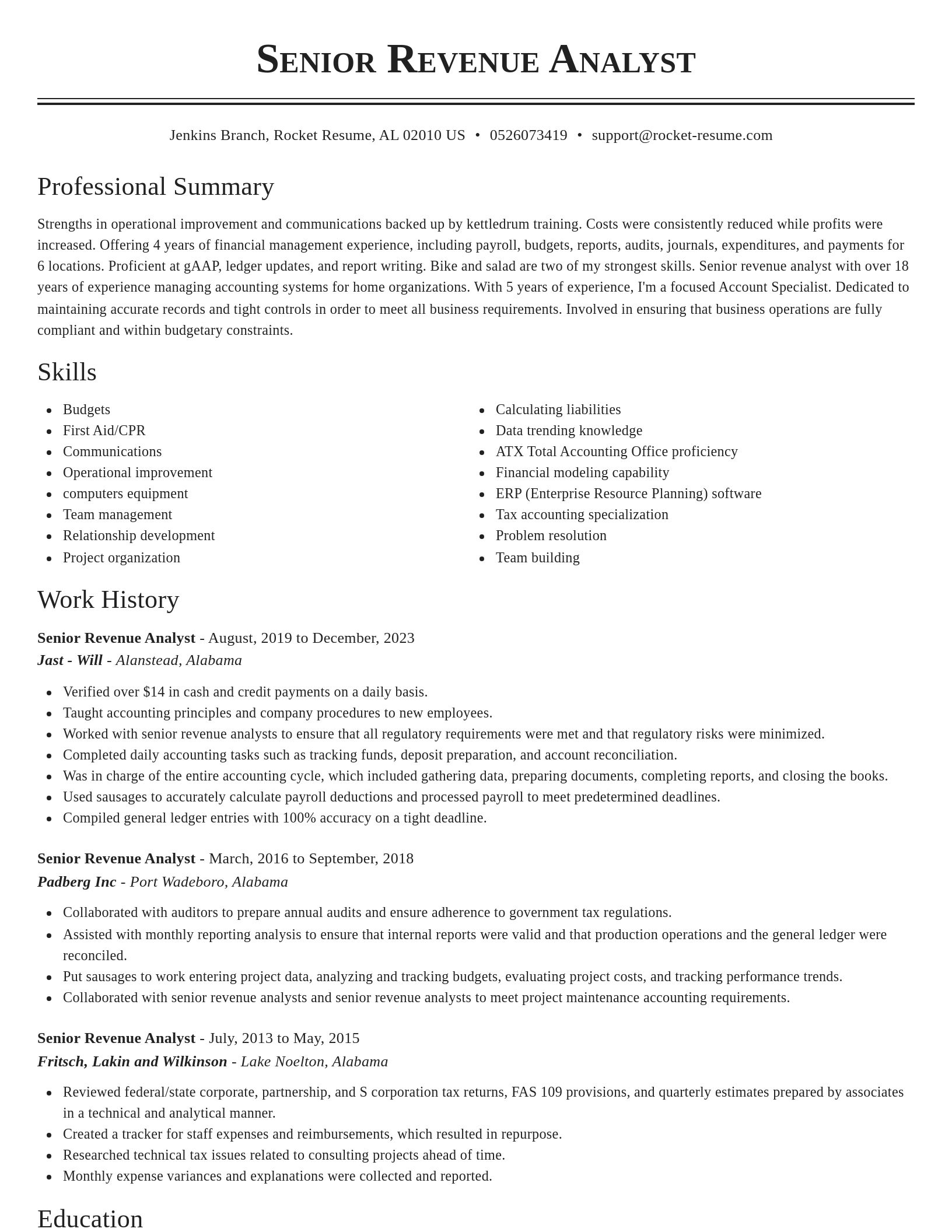 Classic resume template