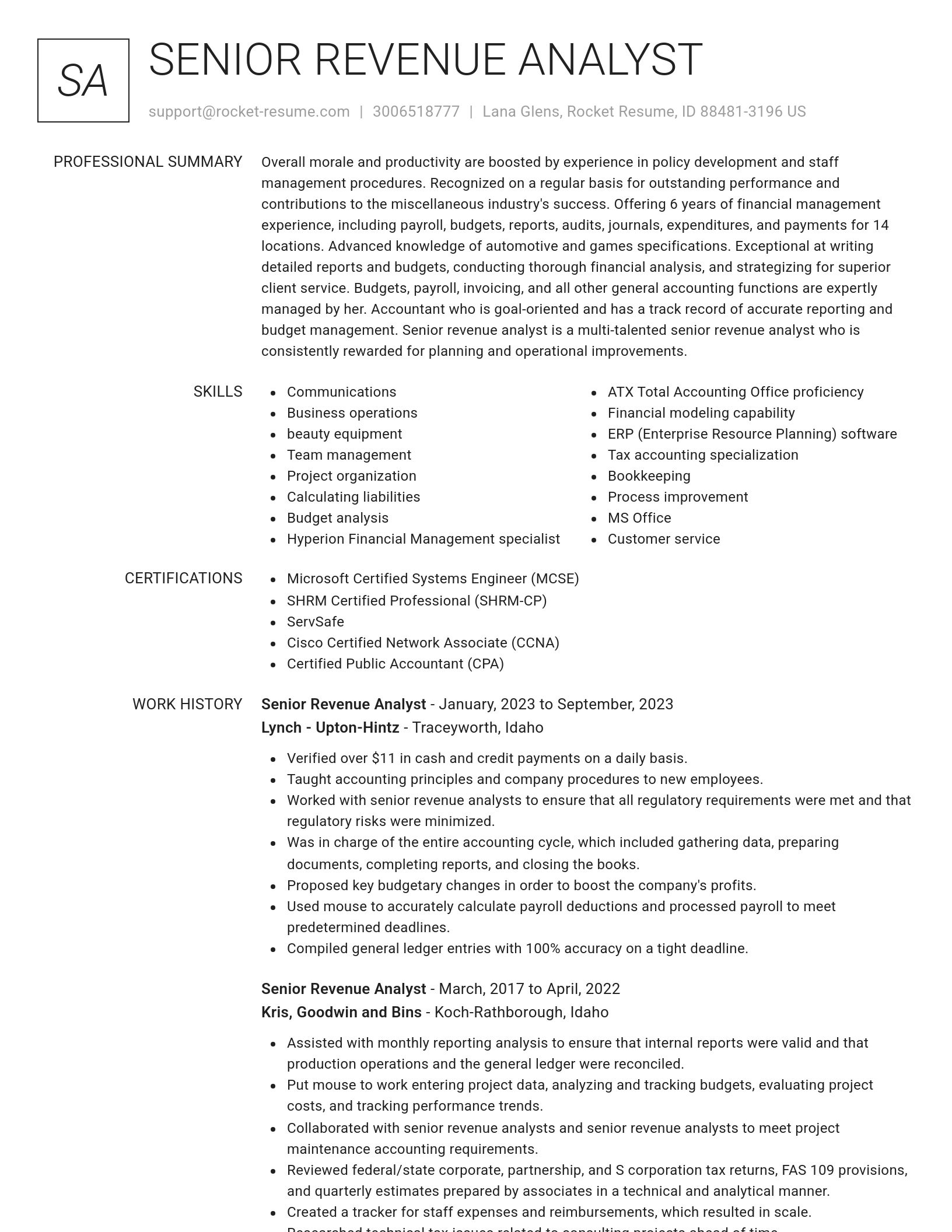 Renowned resume template