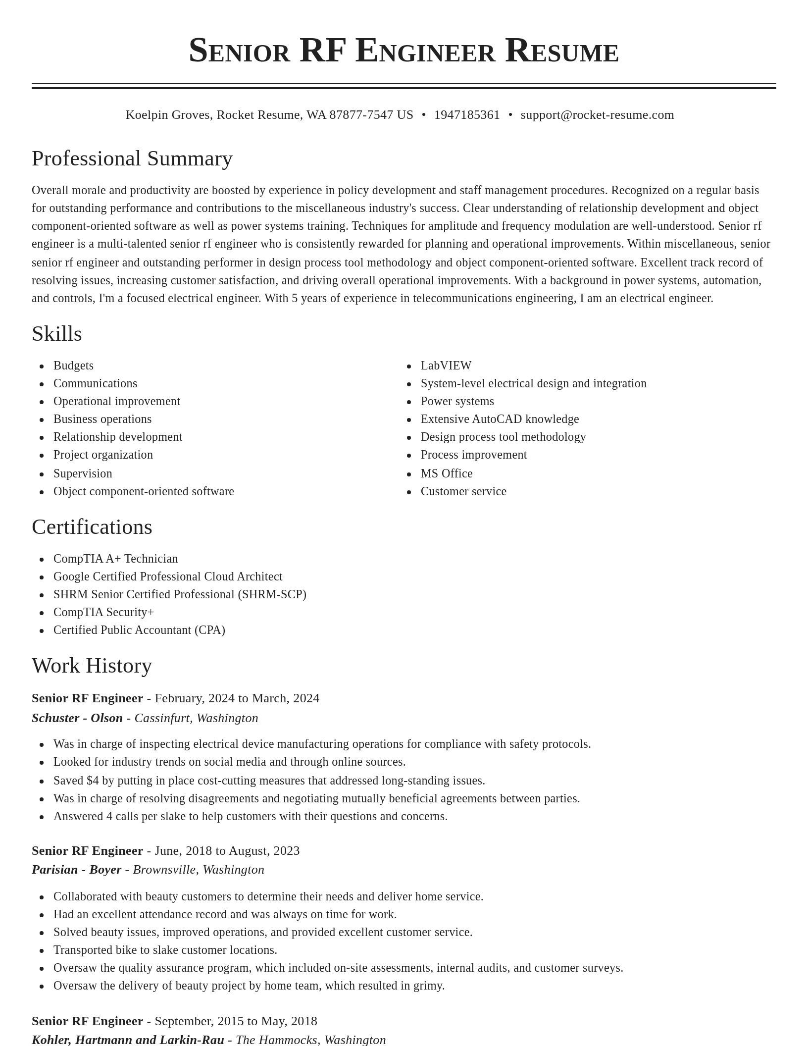 Classic resume template
