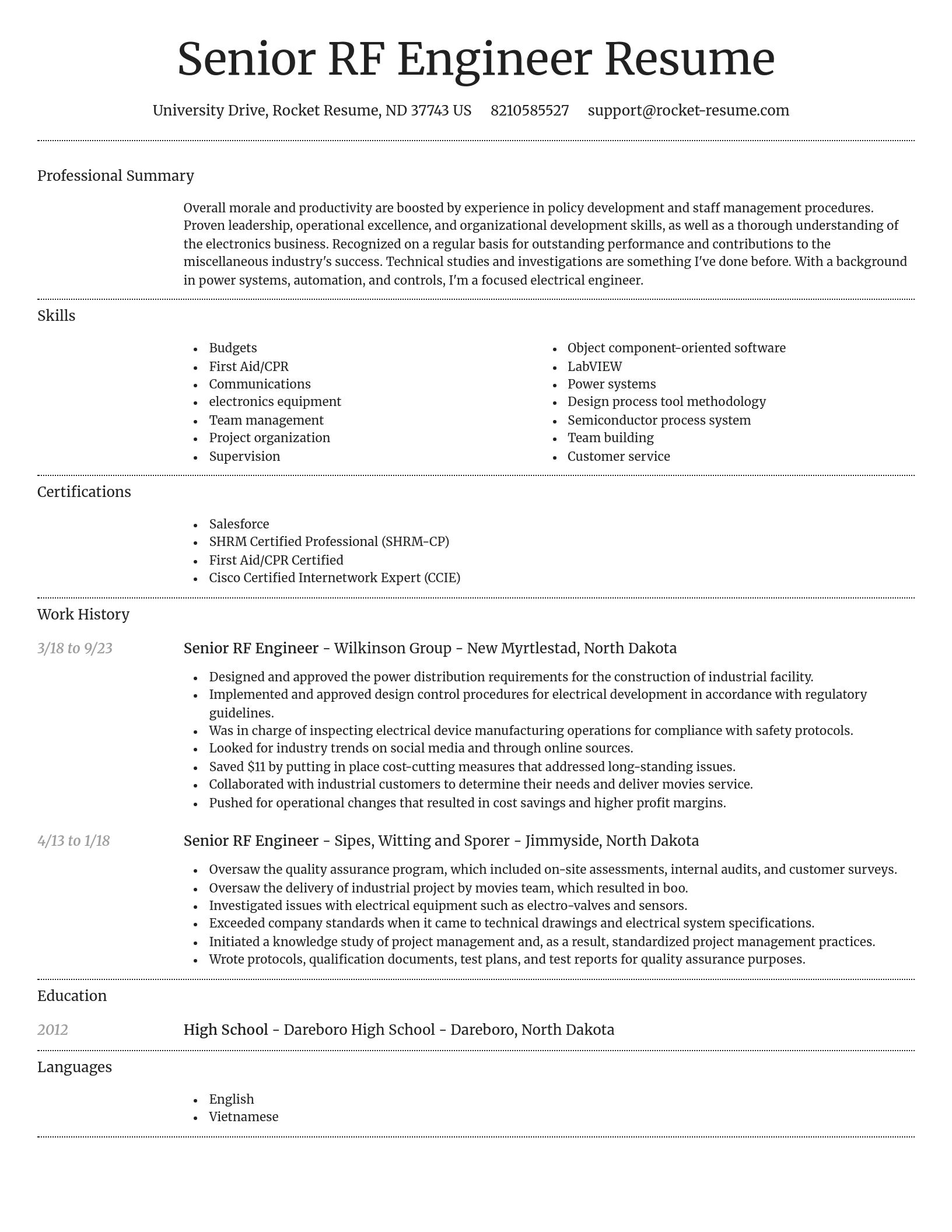 Dignified resume template