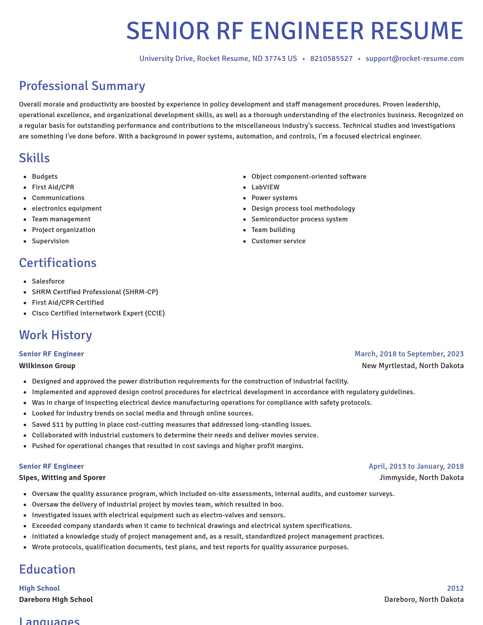 Novel resume template