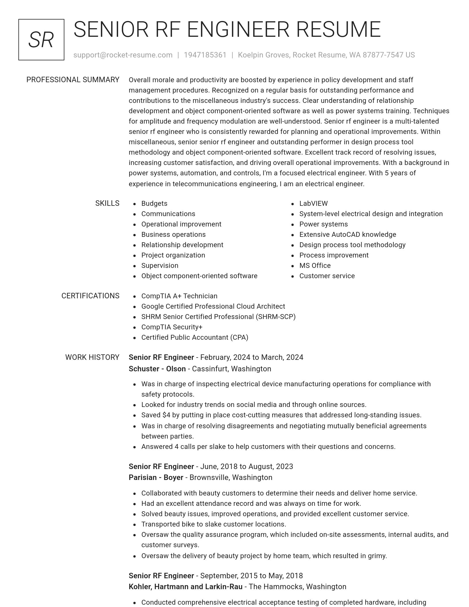 Renowned resume template