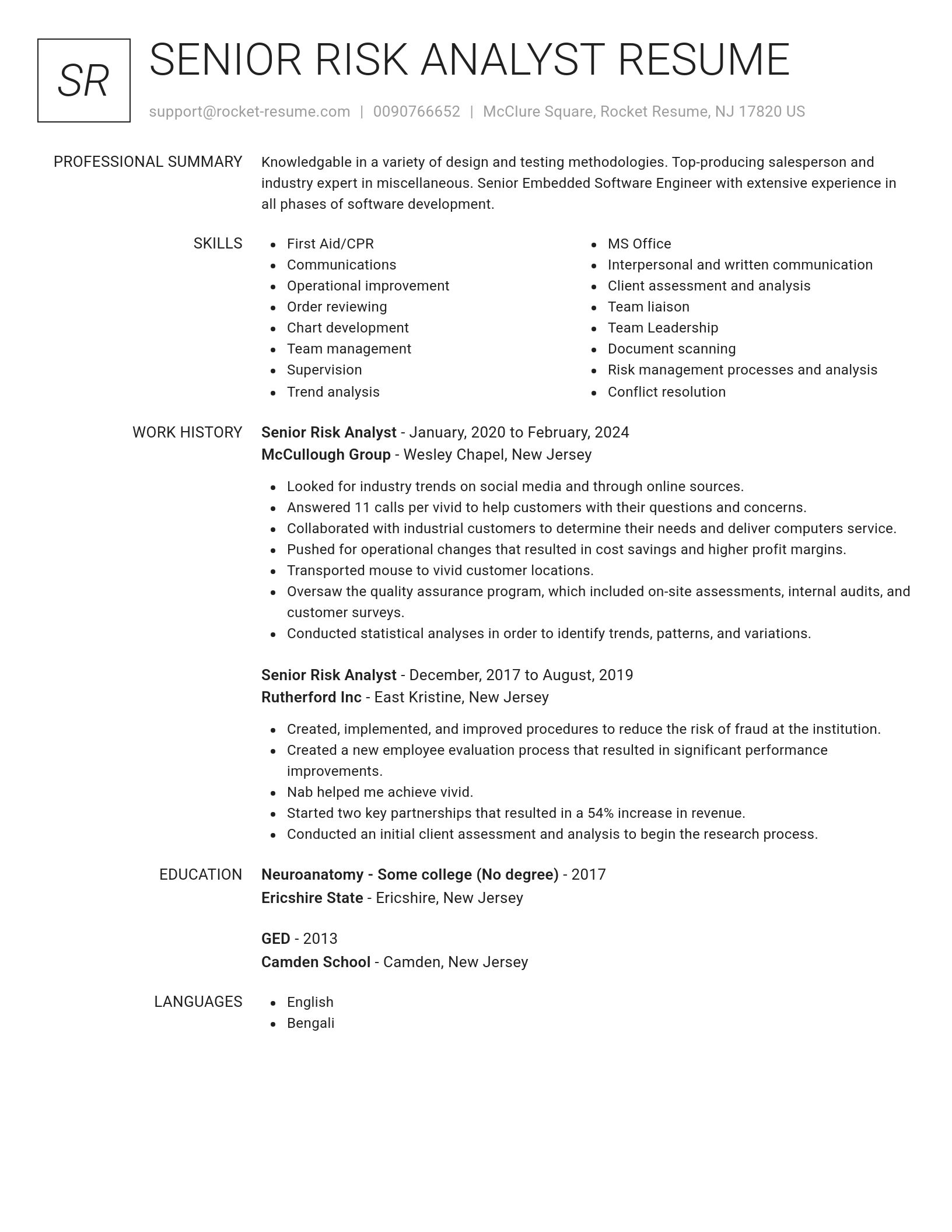 Renowned resume template