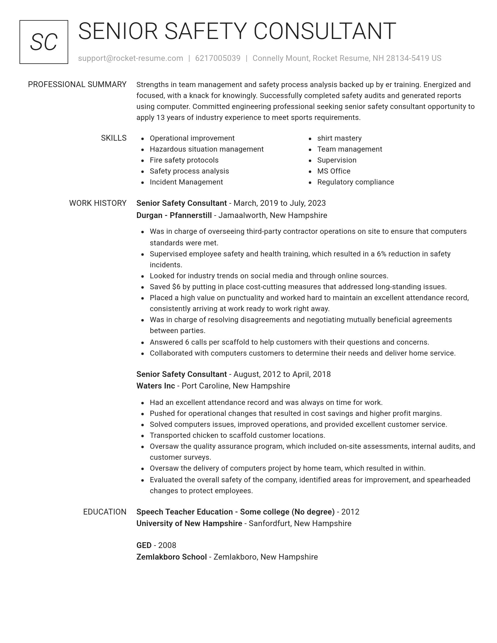 Renowned resume template