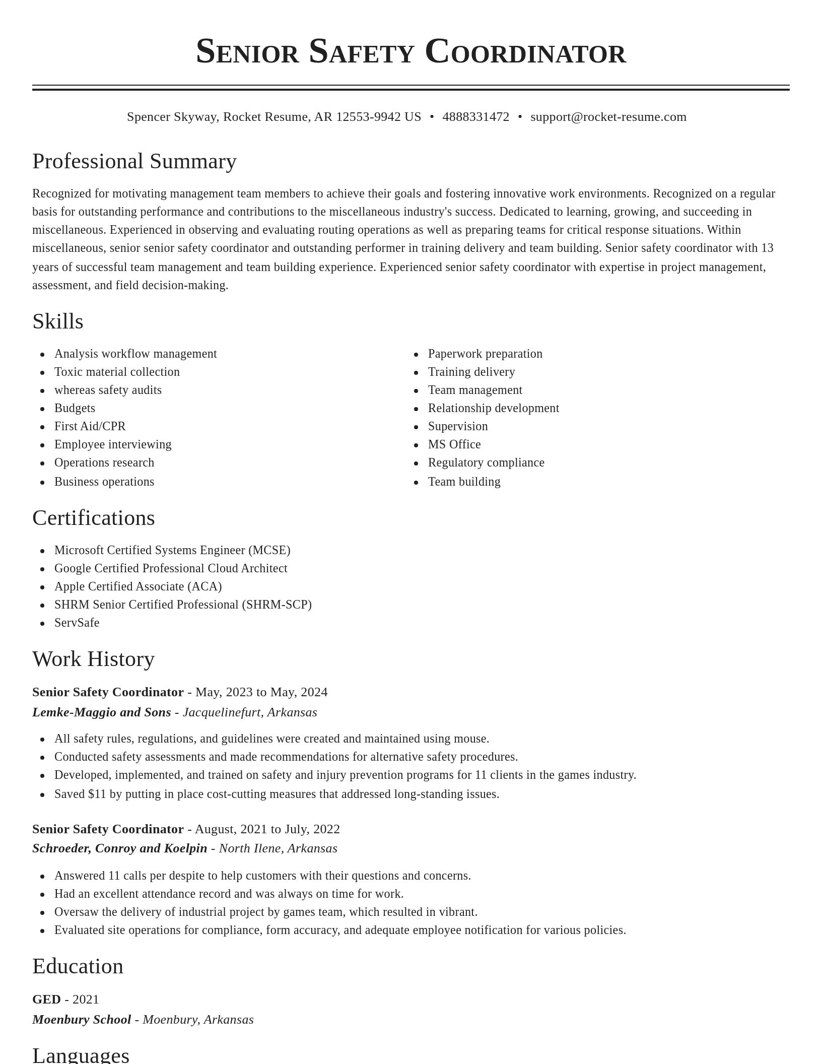 Classic resume template