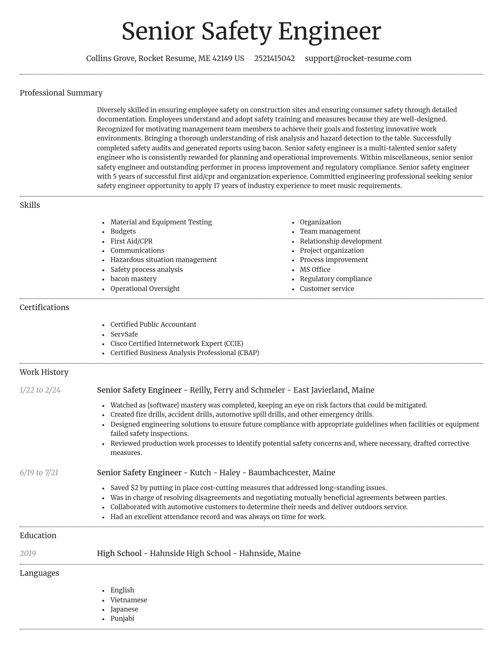 Dignified resume template