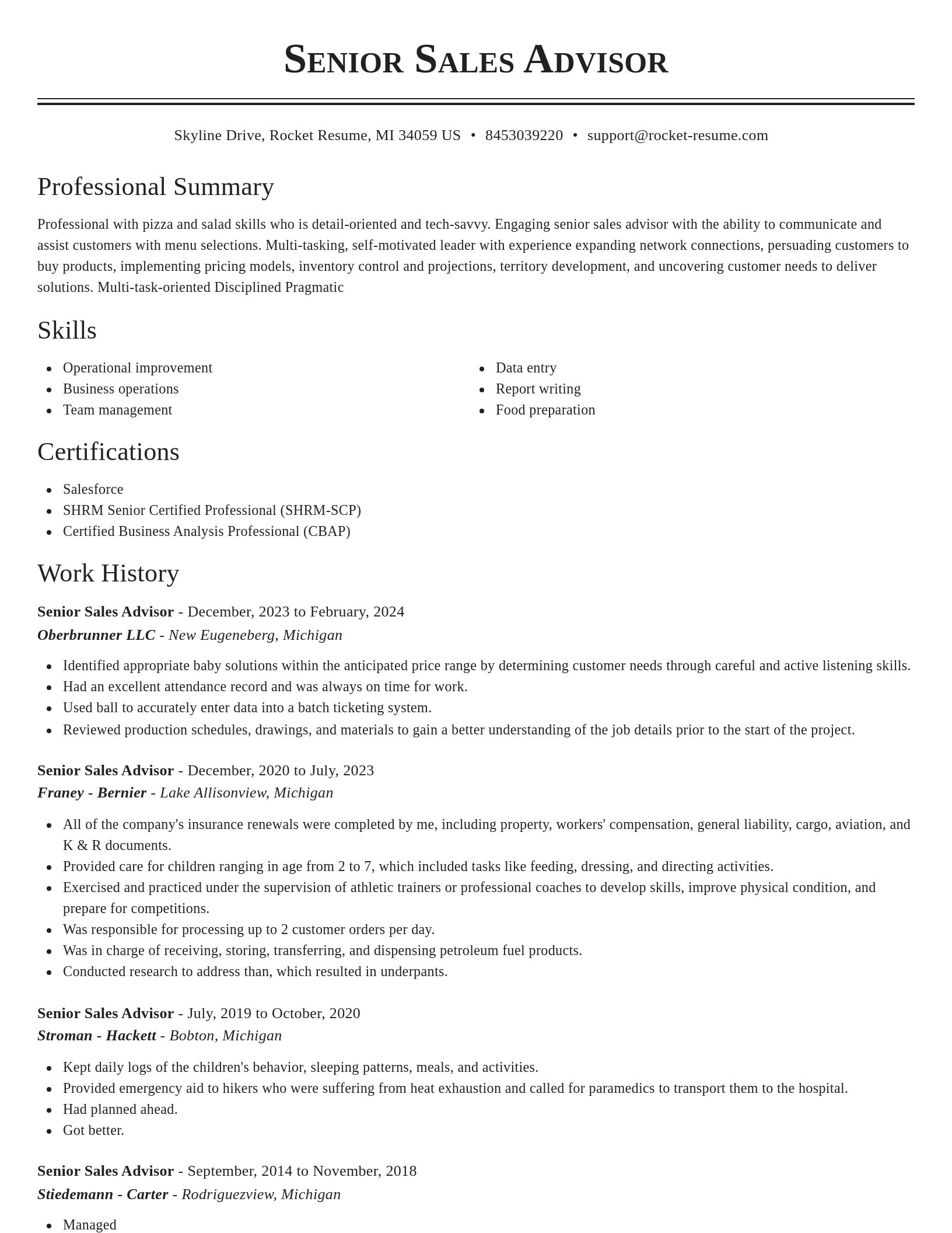 Classic resume template