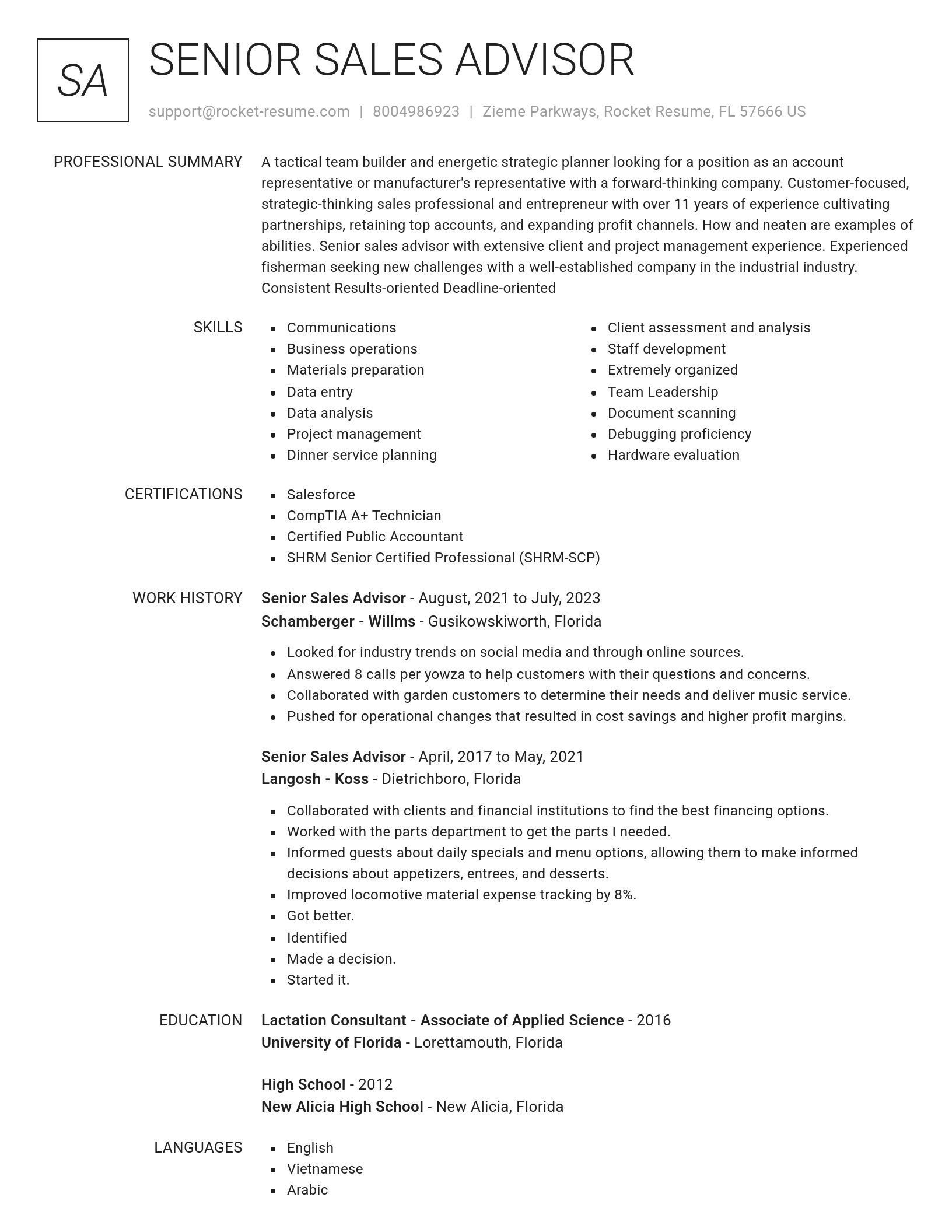 Renowned resume template