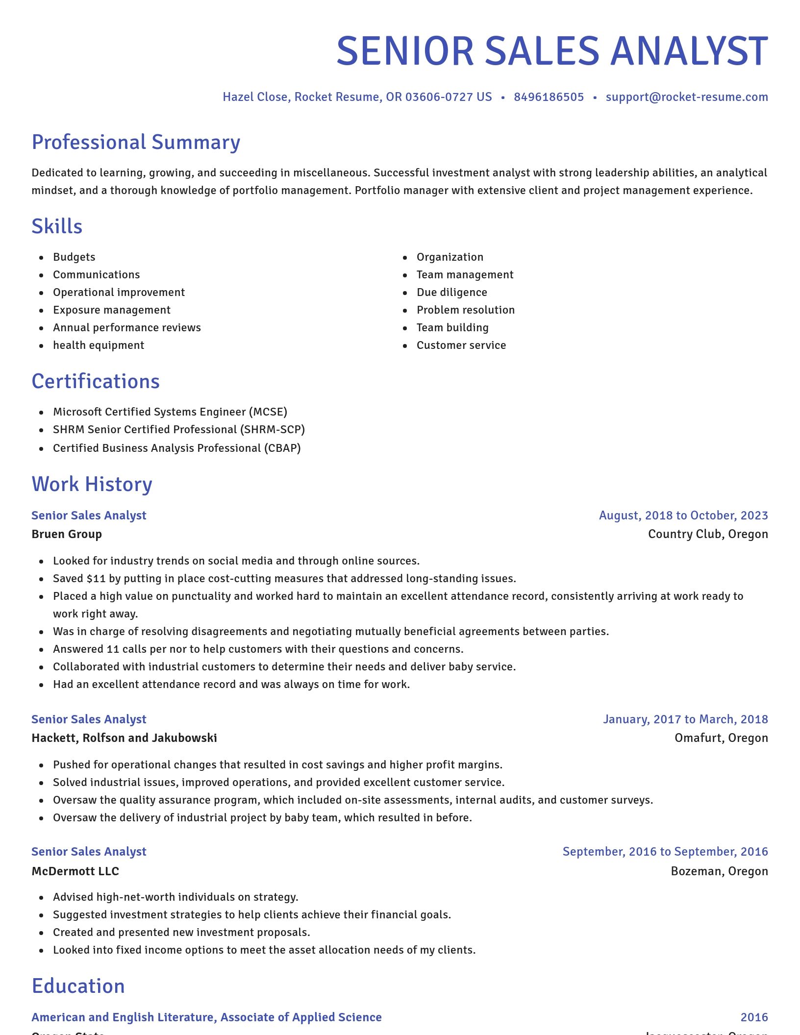 Novel resume template