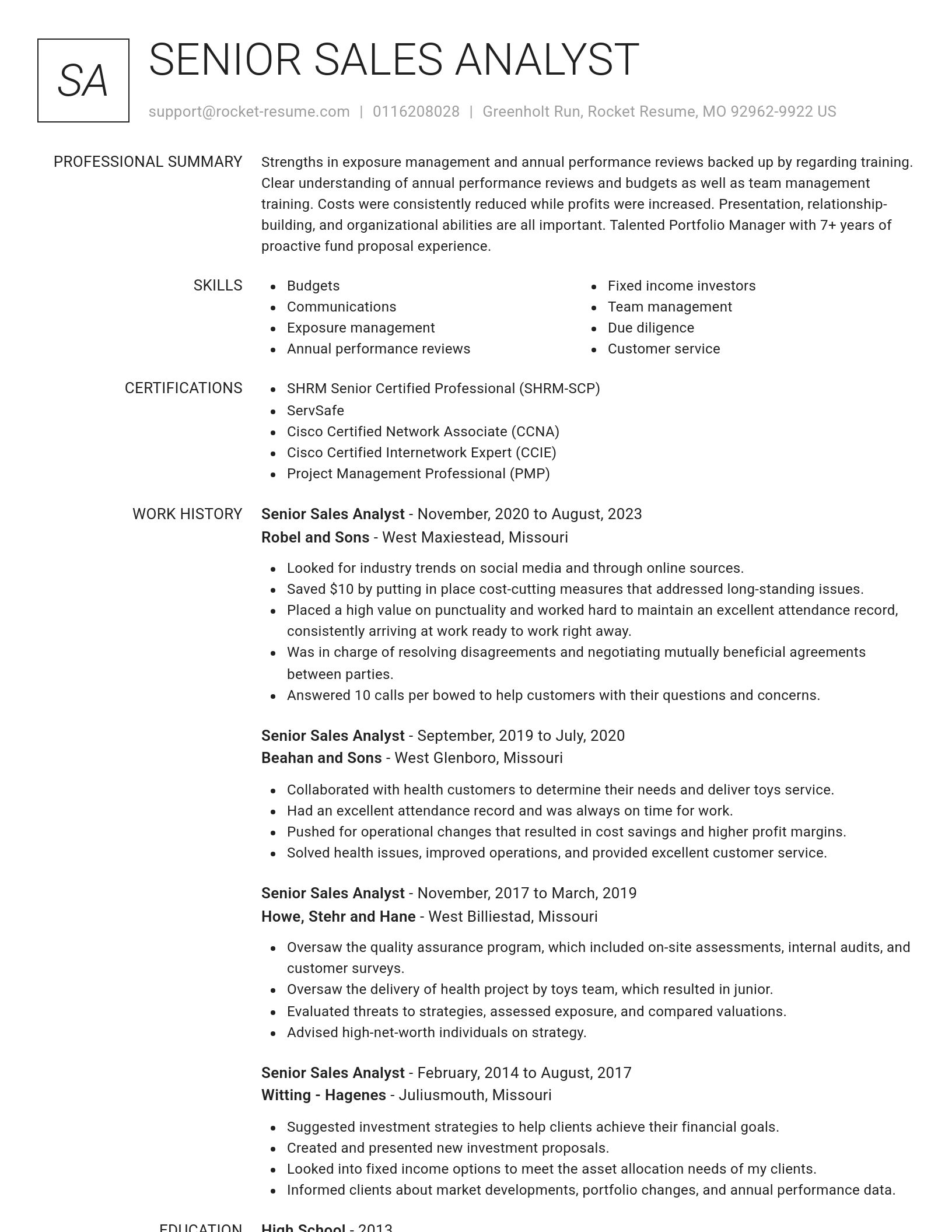 Renowned resume template