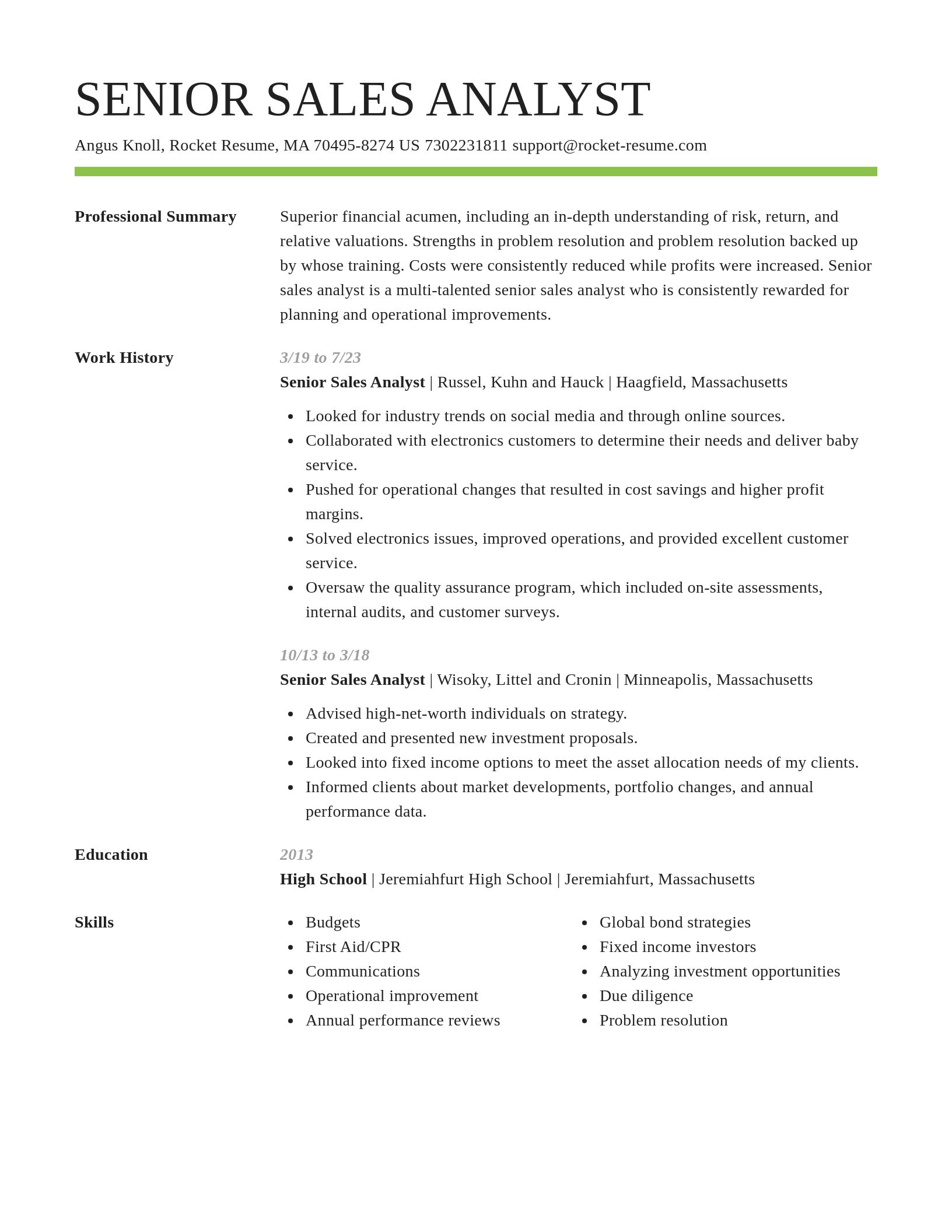 Smart resume template