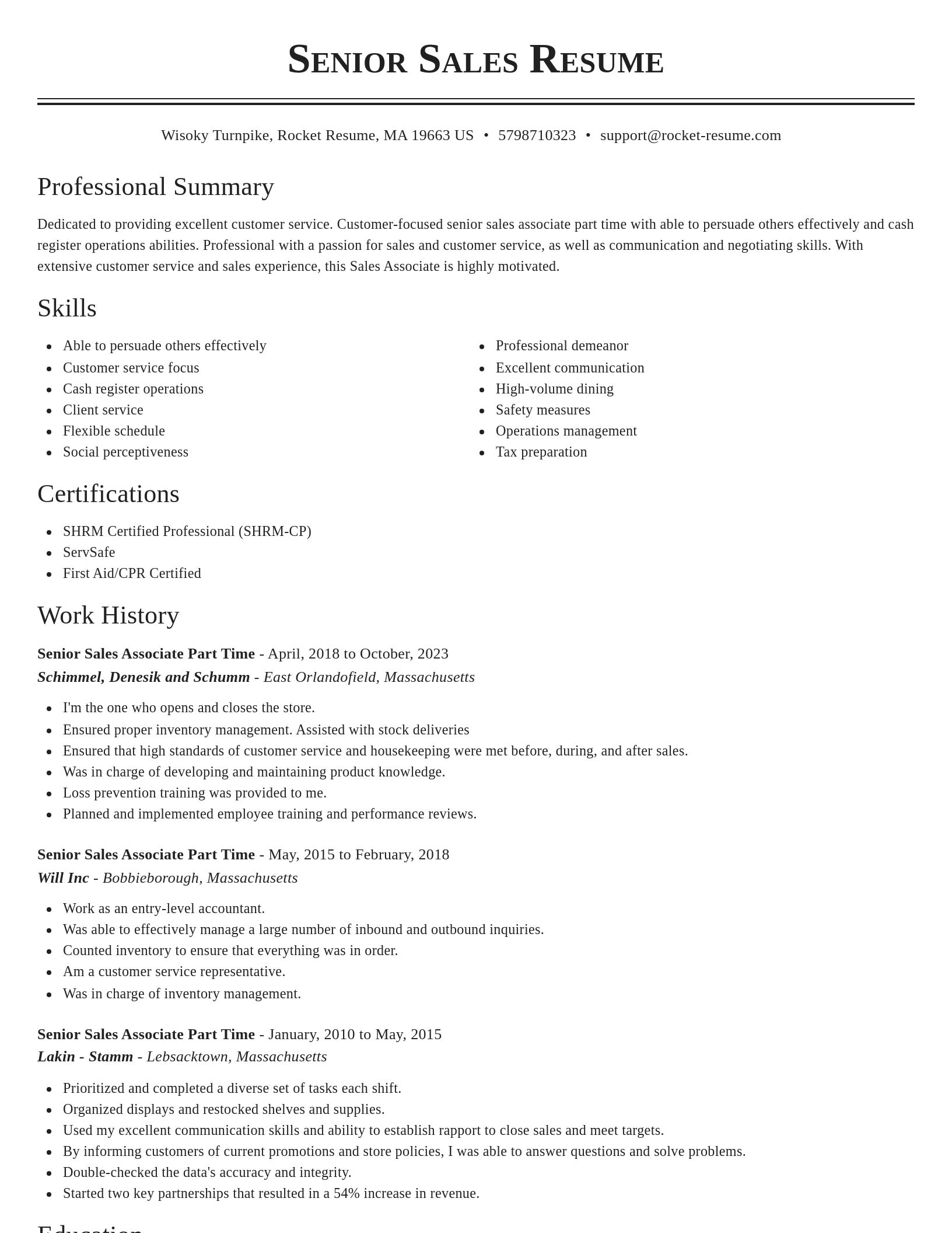Classic resume template