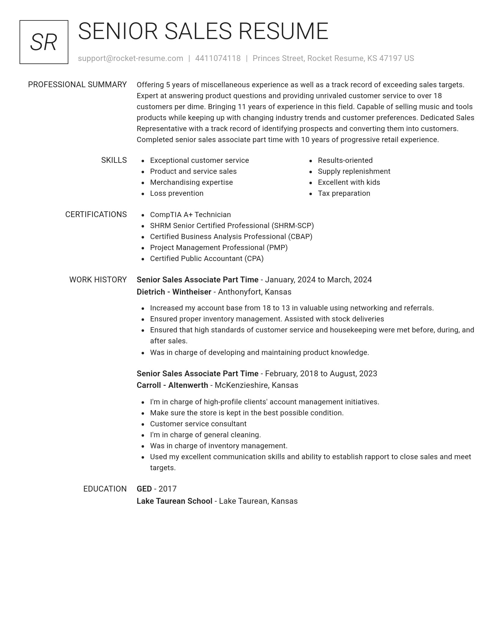 Renowned resume template