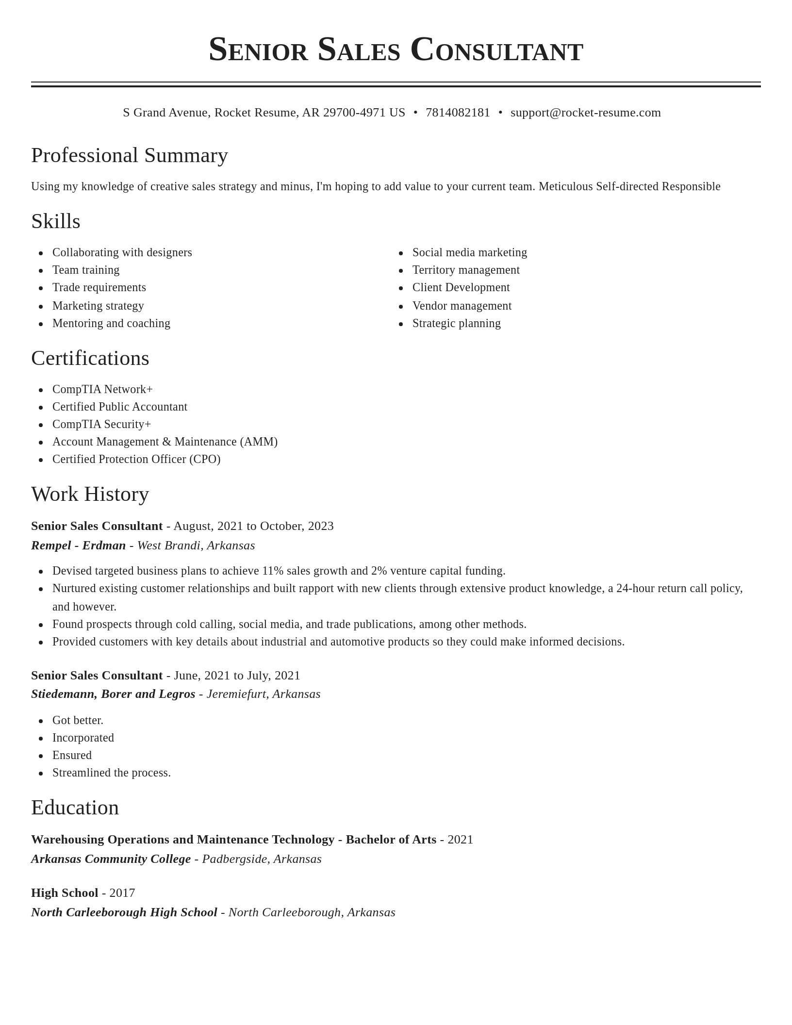 Classic resume template