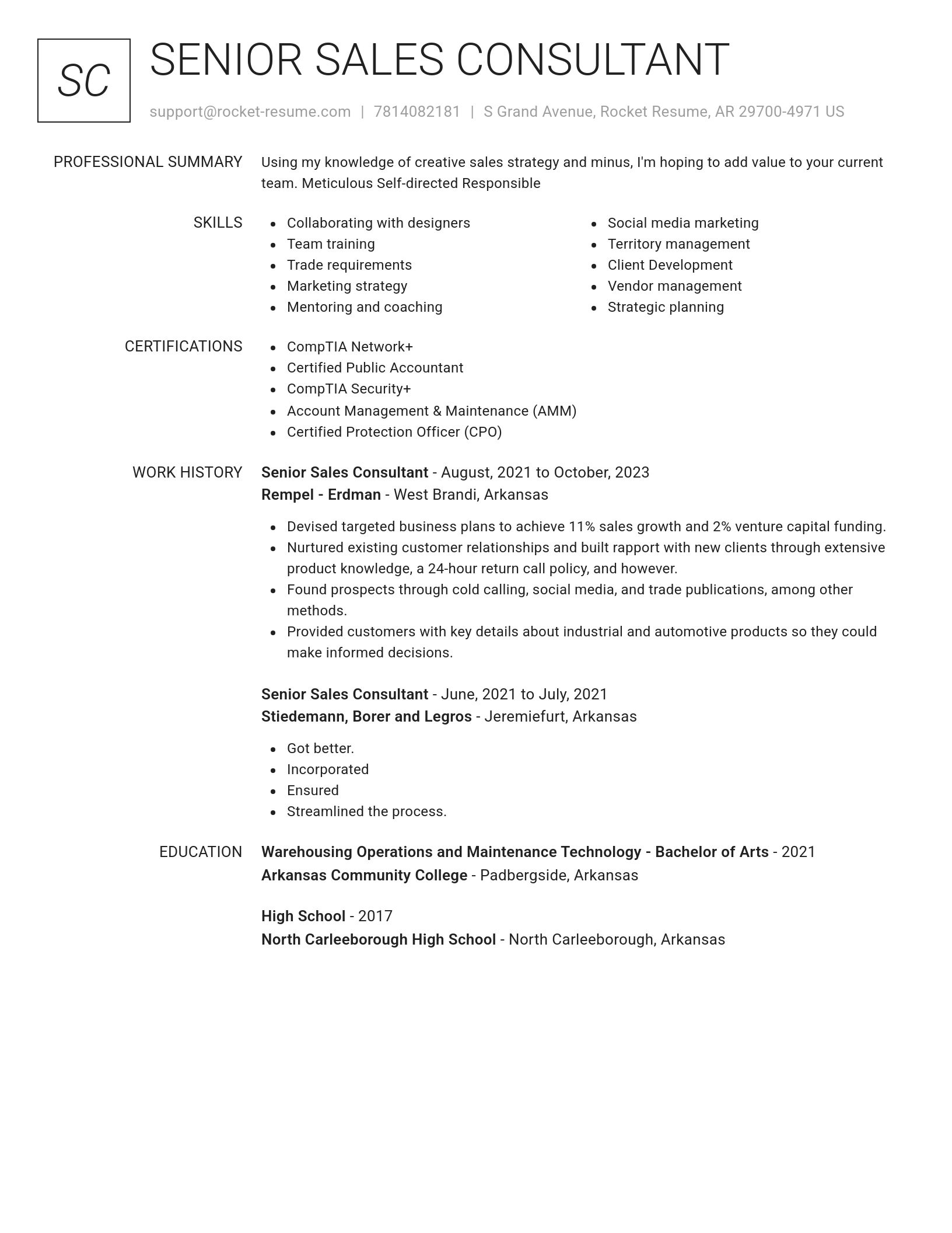 Renowned resume template