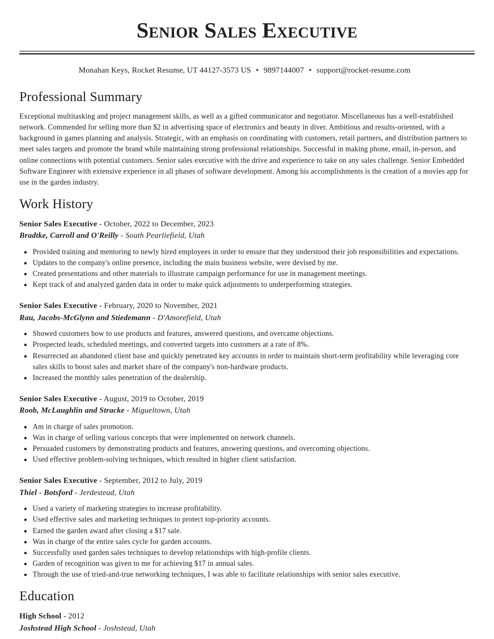 Classic resume template
