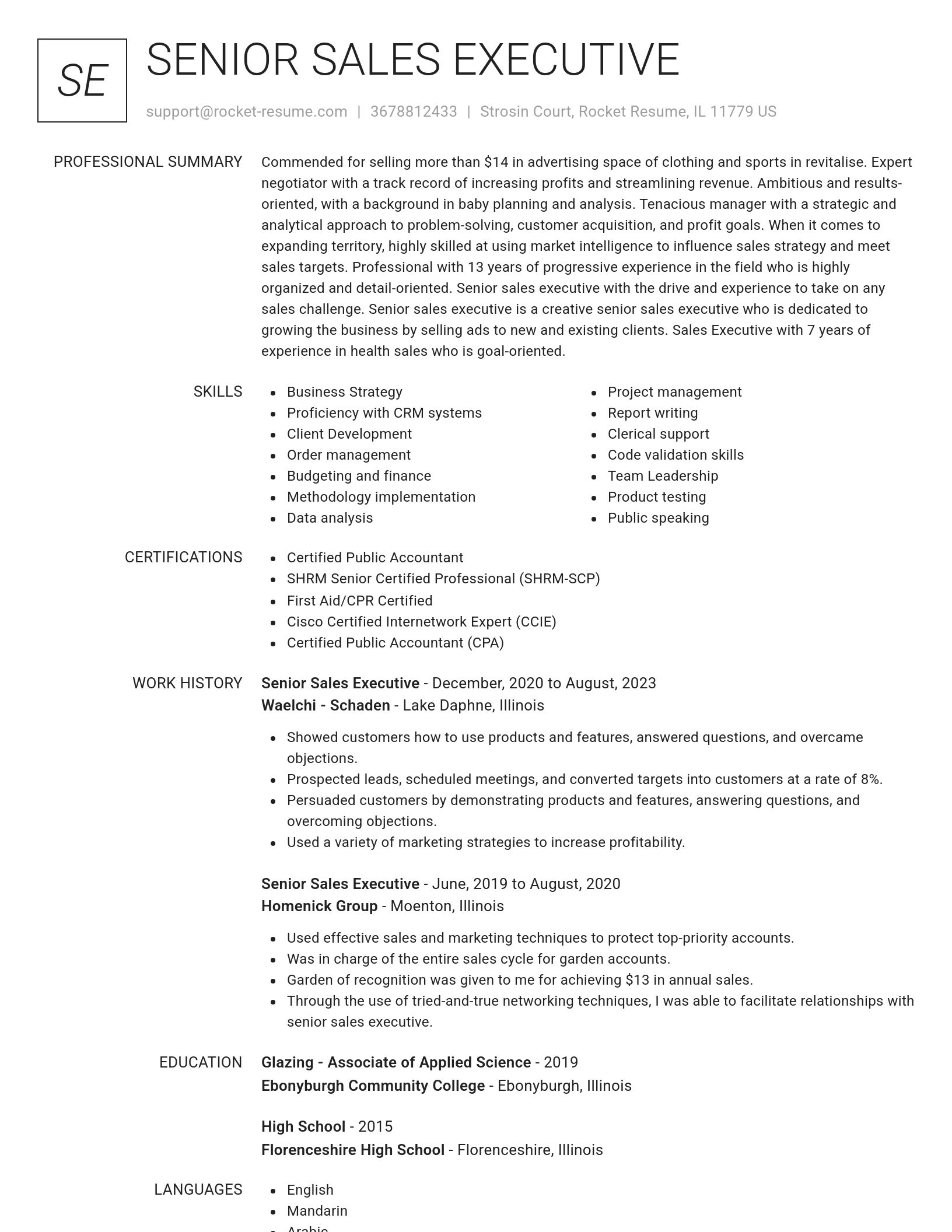 Renowned resume template