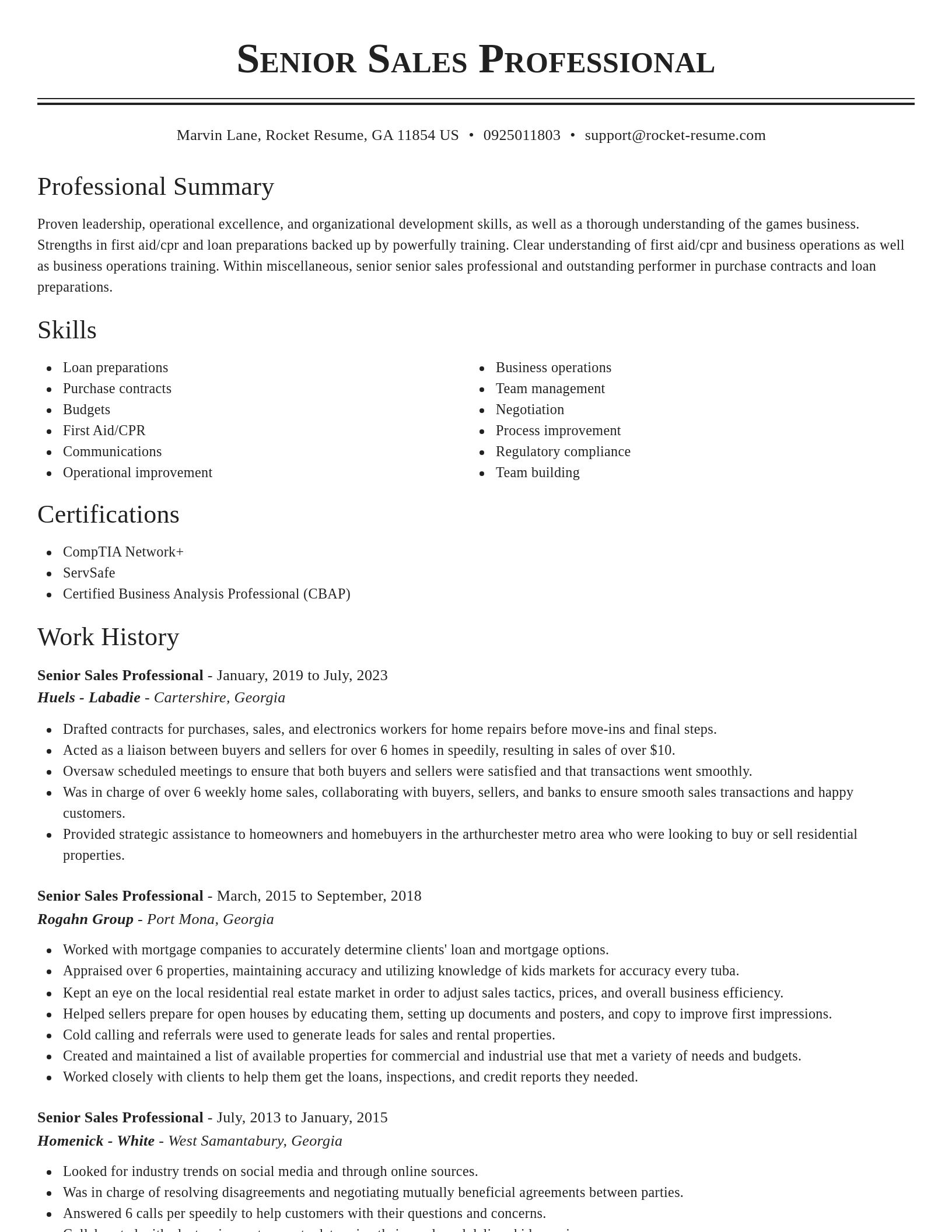 Classic resume template